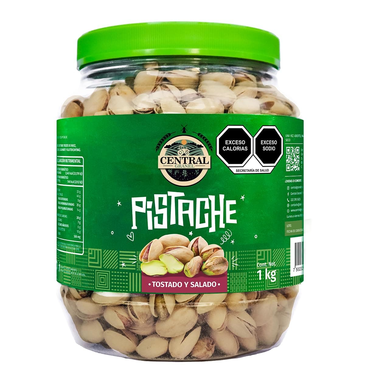 CENTRAL GRANEL | Pistache Tostado y Salado 1 KG | Snack Botana Frutos Secos | Sin Conservadores