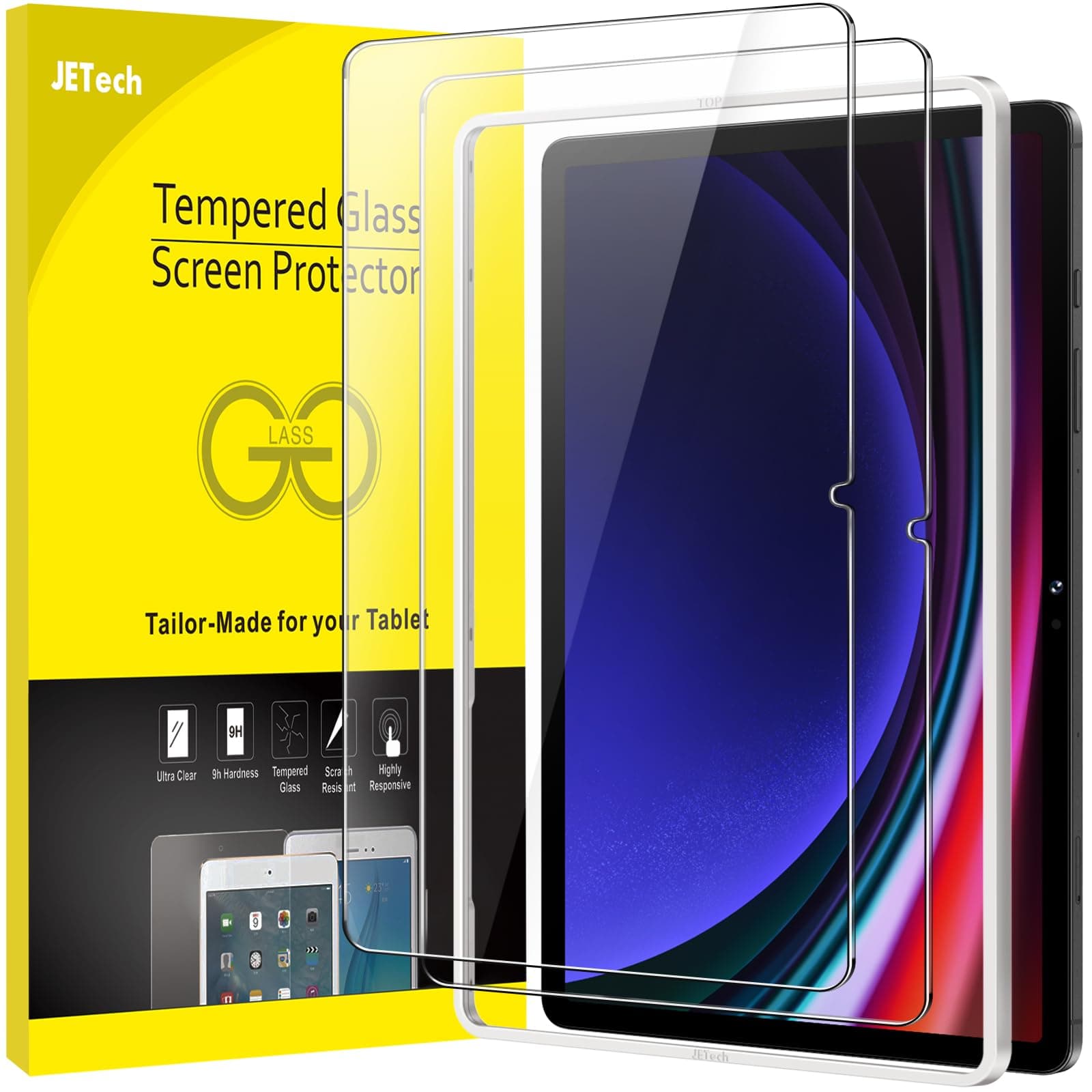 JETech Protector Pantalla para Galaxy Tab S10 Lite/S10 FE/S9 FE/S9, 2 Uds