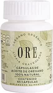 ORE Suplemento en Cápsulas de Aceite de Orégano 65 pzas | 200mg c/u | 80% Carvacrol | Inmunidad Natural | Sin Gluten, Veganas