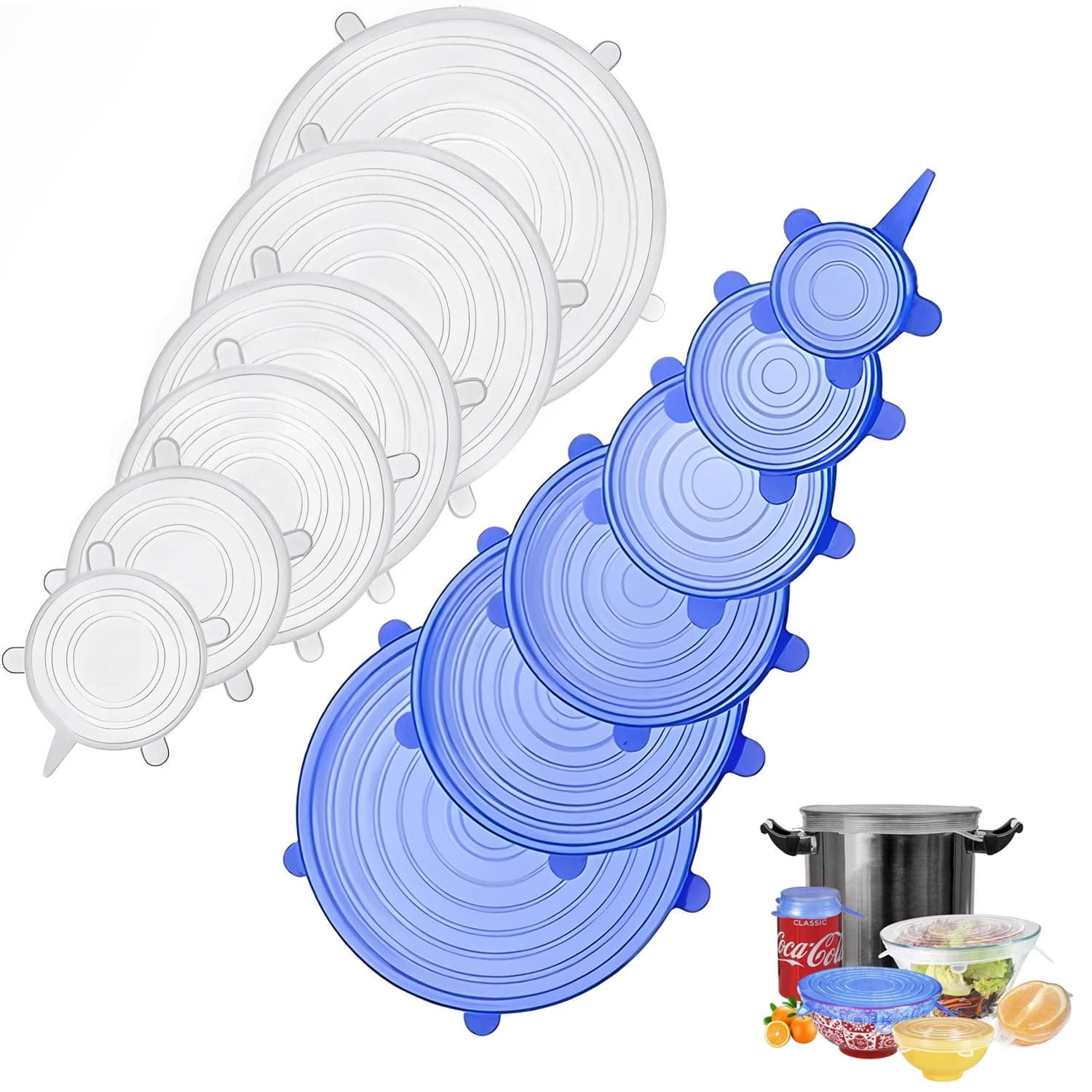 LUMEZING Tapas Elásticas de Silicona,Envoltura Plástica Reutilizable