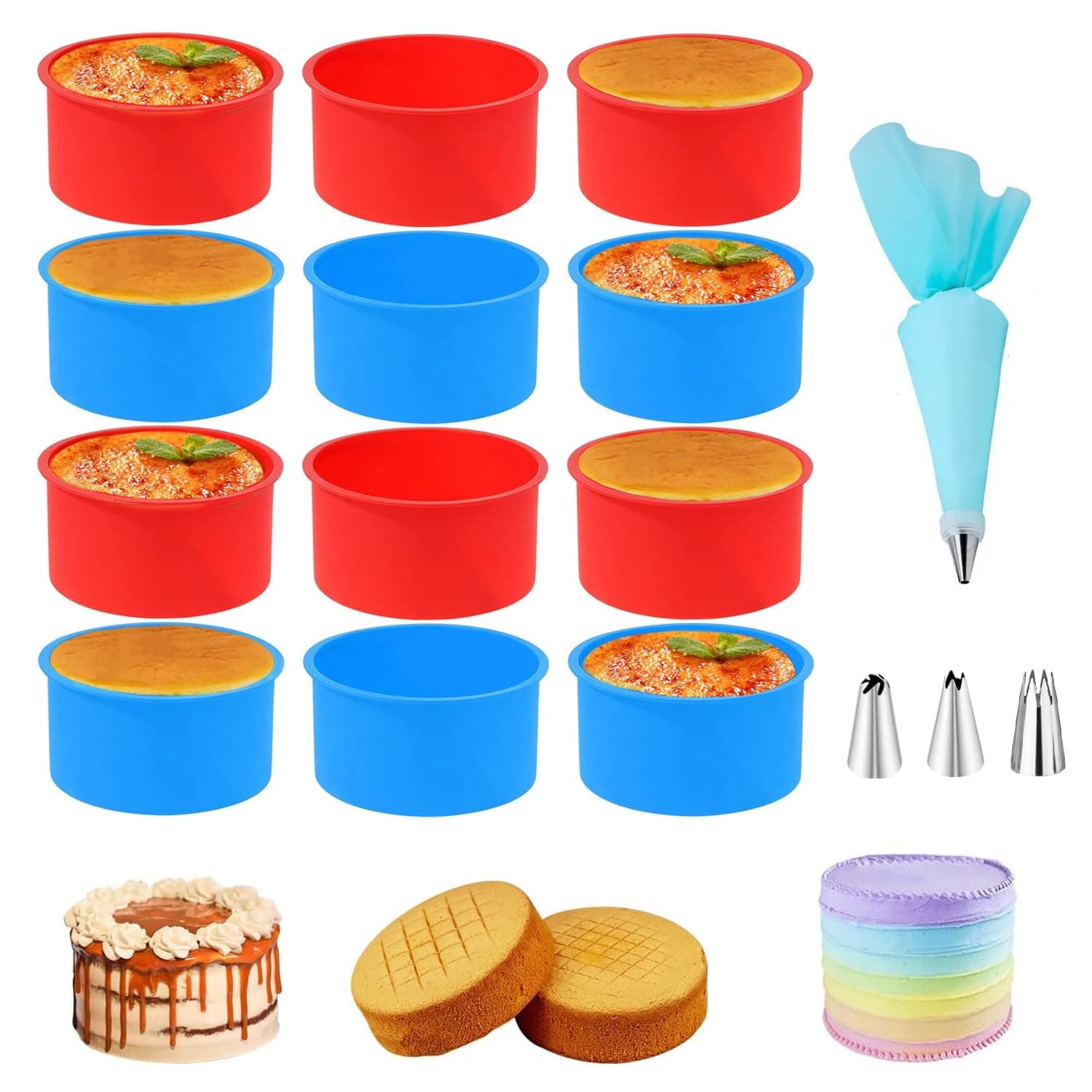 12 Pcs Molde de silicona para tartas
