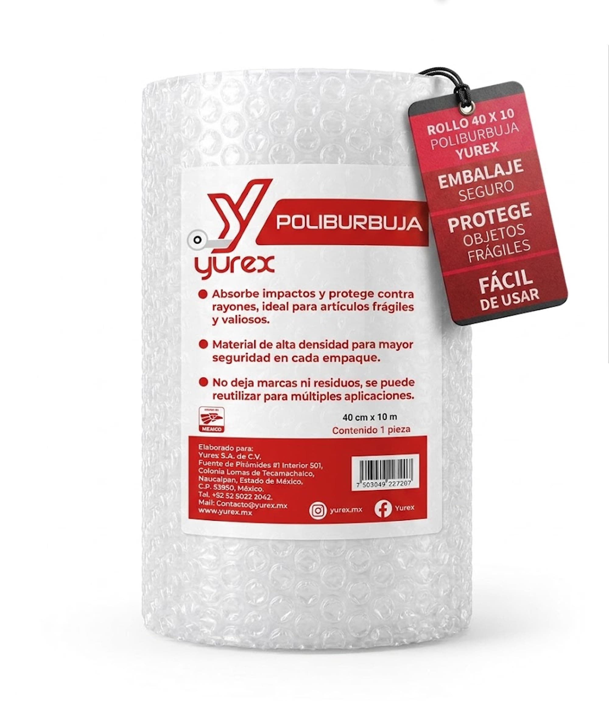 YUREX Papel Burbuja 40 cm x 10 m Poliburbuja para Empaque y Embalaje