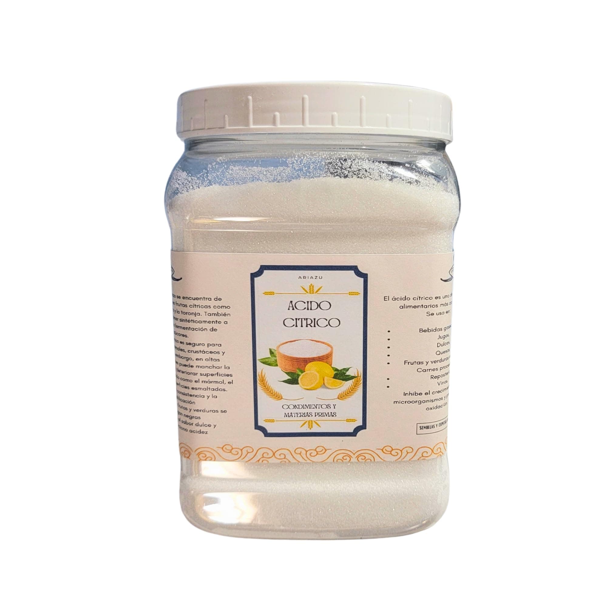 ARIAZU Acido citrico 1kg Frasco hermetico reuzable