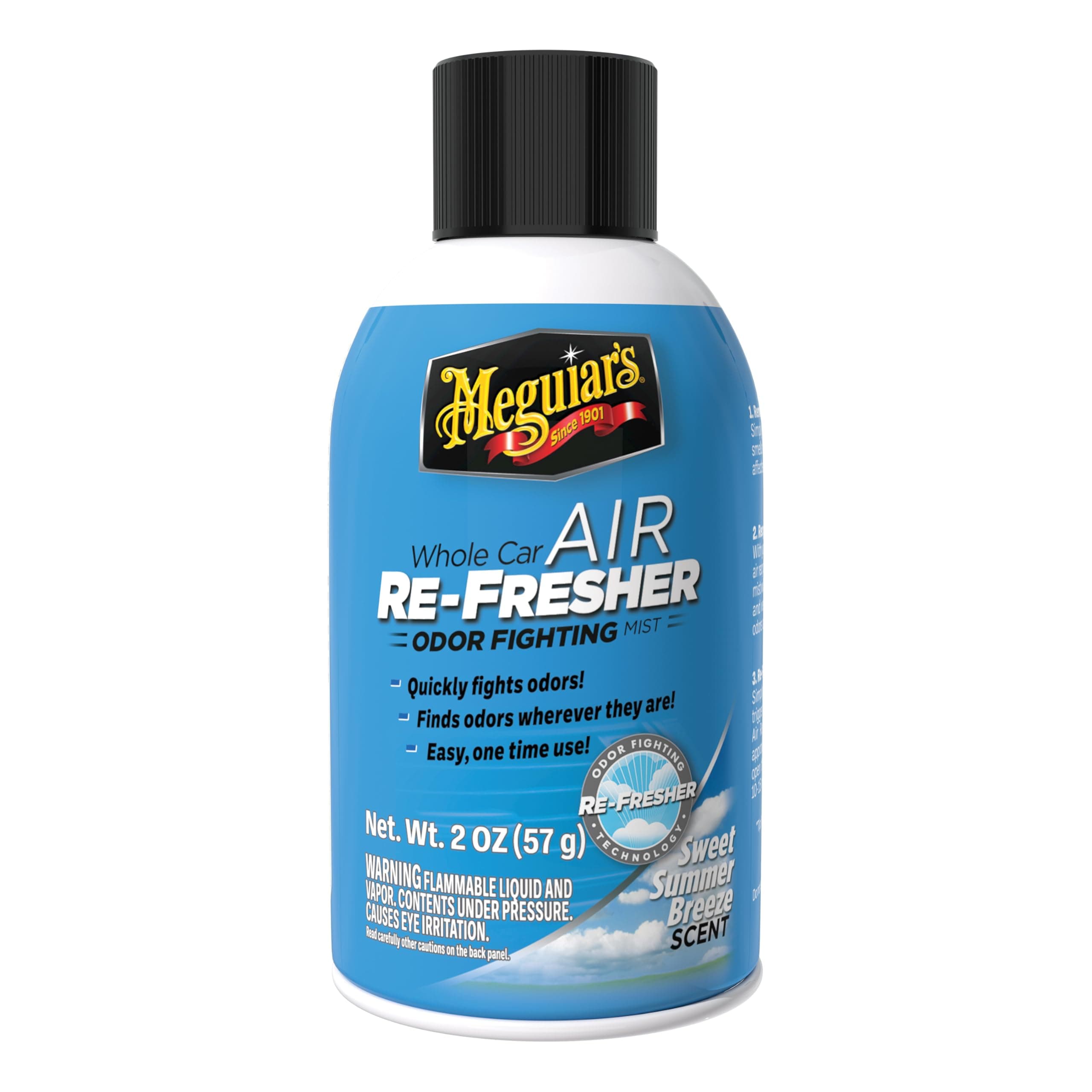 Meguiar's, Eliminador de Olores en Aerosol, Air Re-Fresher, Aroma a Dulce Brisa de Verano, G16602