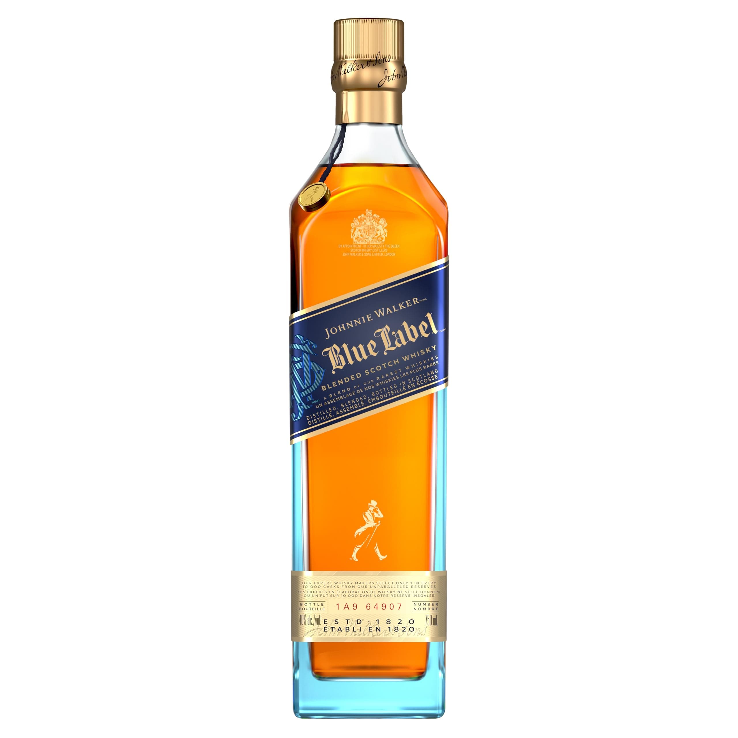 Johnnie Walker, Blue Label, 750 ml, Whisky Blended Scotch, Sabor Poderoso y Persistente, Balanceado
