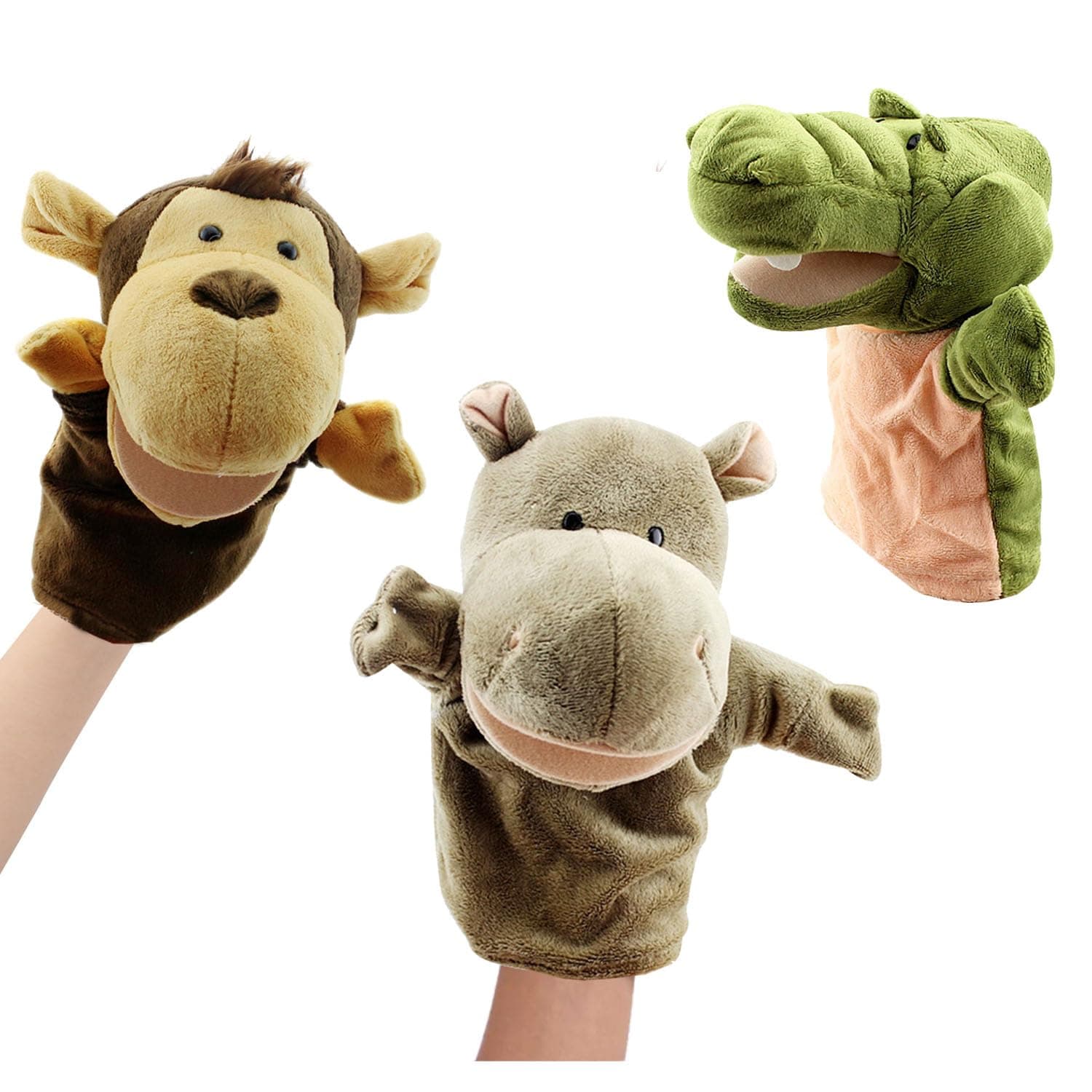 TGEXYI 3 PCS Títeres de Mano para Niños, Marionetas de Mano de Animales de Peluches de Alta Calidad