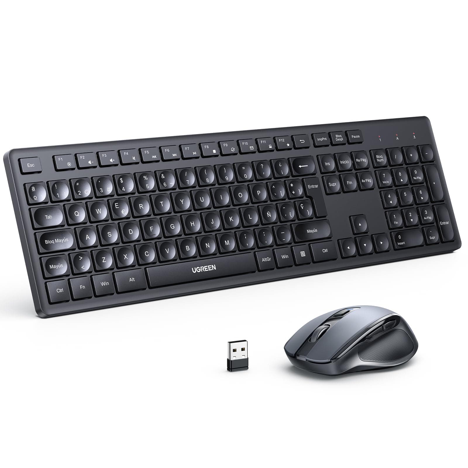 UGREEN Combo Teclado y Mouse Inalámbrico Español, 2.4 GHz