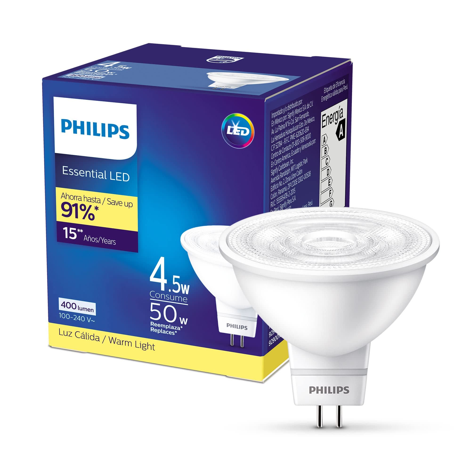 Philips LED Foco MR16 Luz Cálida 4.5W