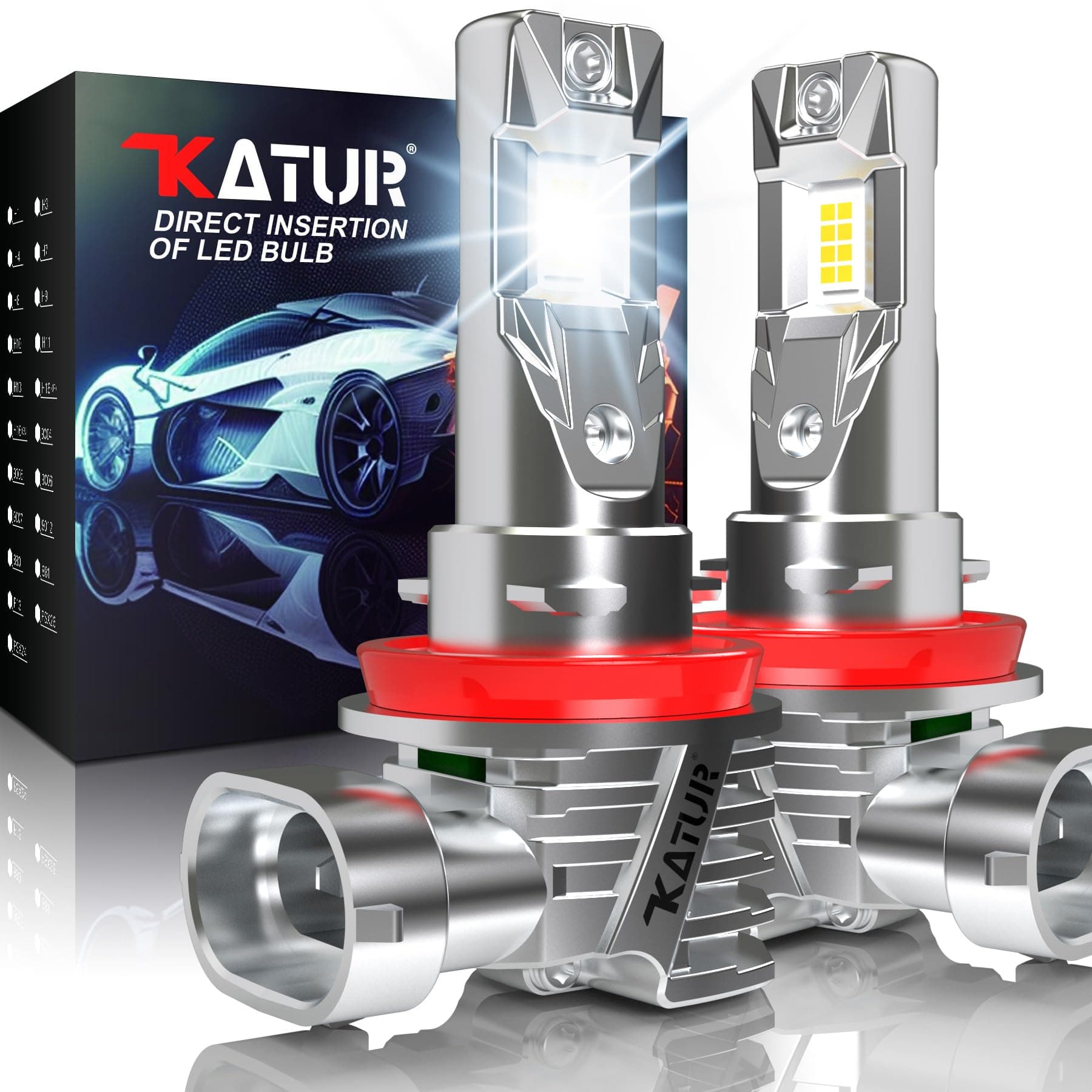 KATUR Bombilla H11 LED 22000LM 6000K Blanco, Bombilla LED H11 H8 H9 para Faros De Coche 80W 500%
