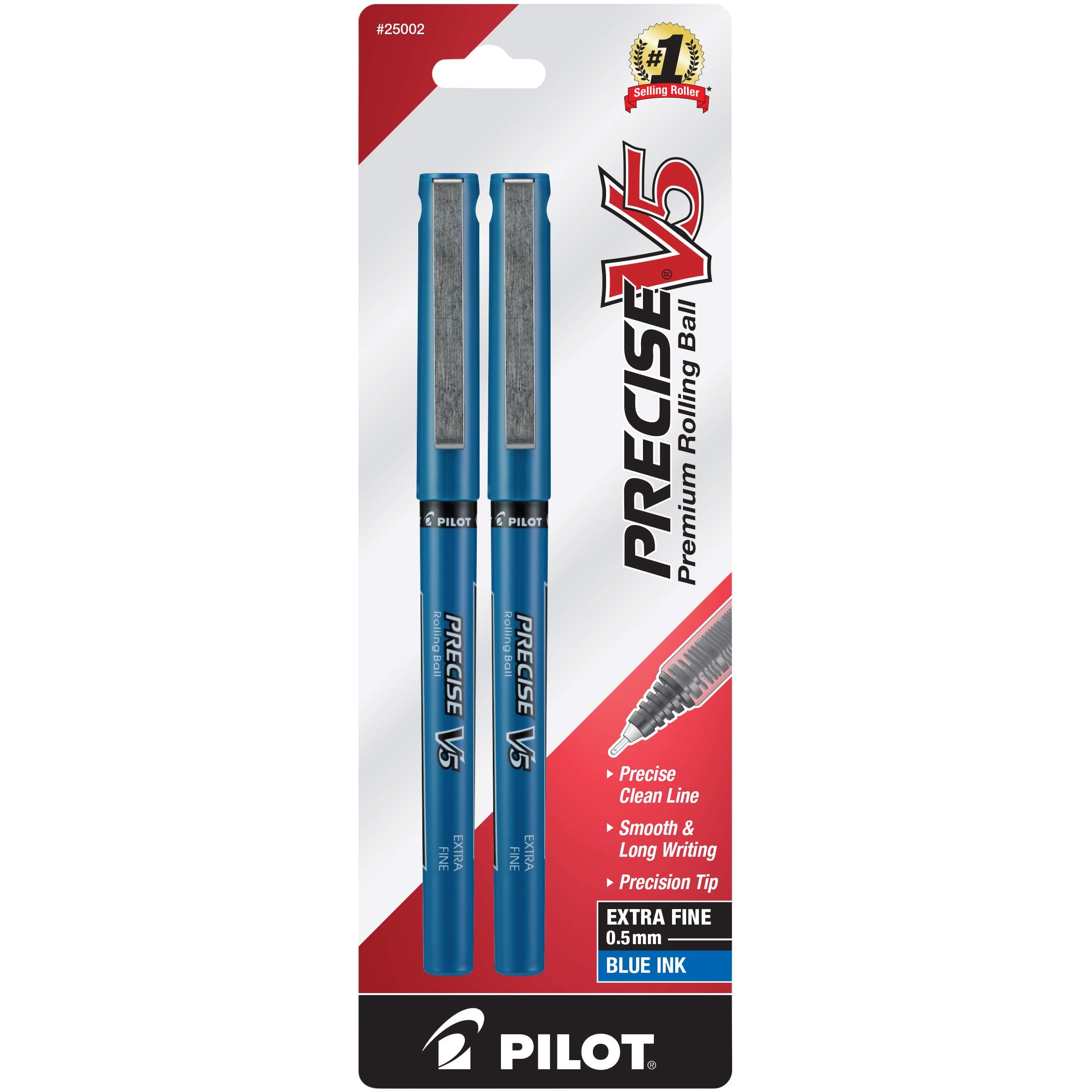 Pilot Precise V5, Bolígrafo, Tinta Líquida Azul, 2 Piezas (25002)
