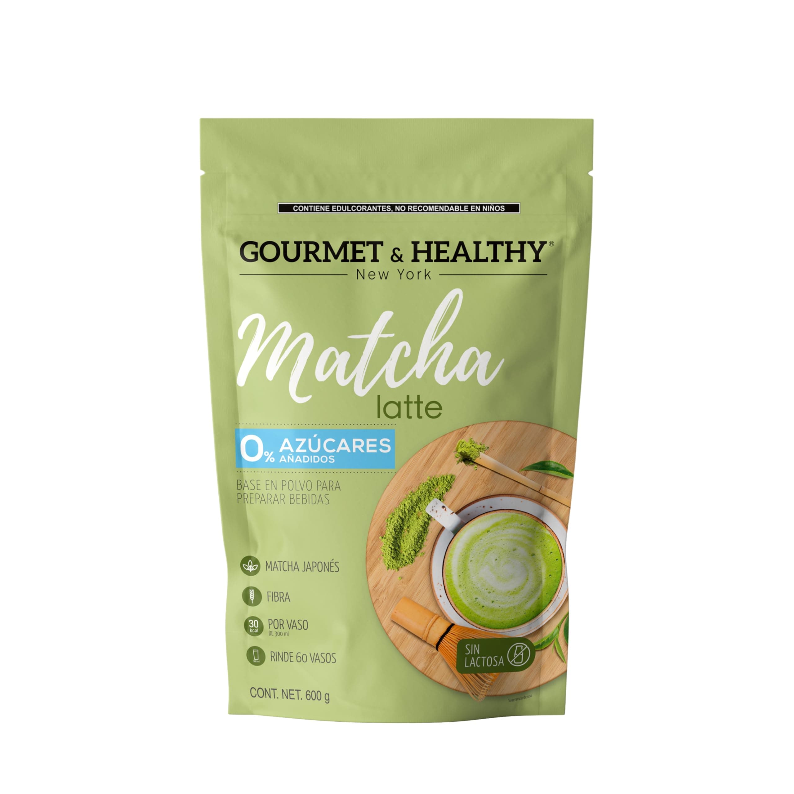 Matcha Latte 0% Azúcar. Gourmet & Healty New York. 600g. Matcha japonés en bebida cremosa
