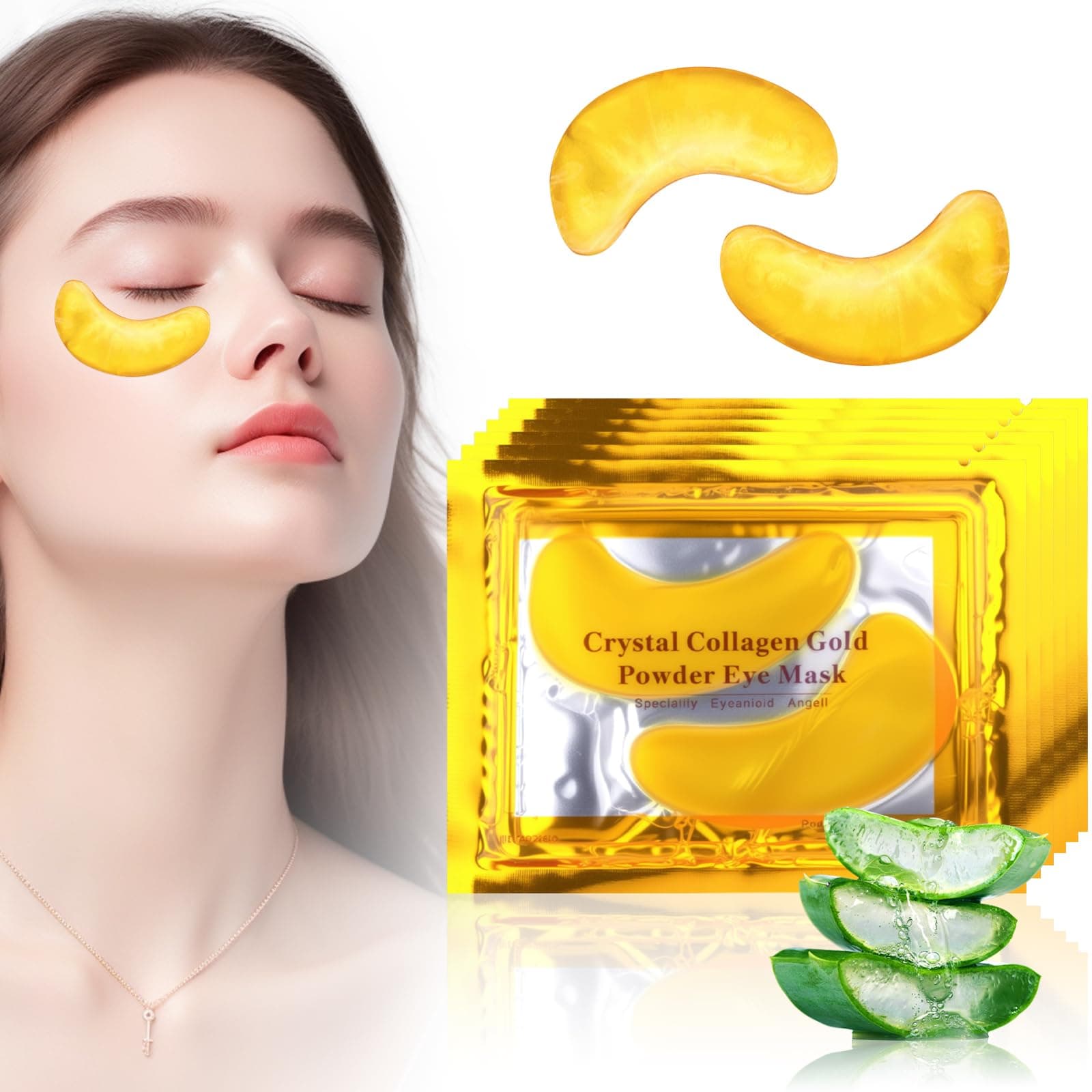 40 Pares de Parches para Ojos-Máscaras de Colágeno de 24 K en Polvo de Oro