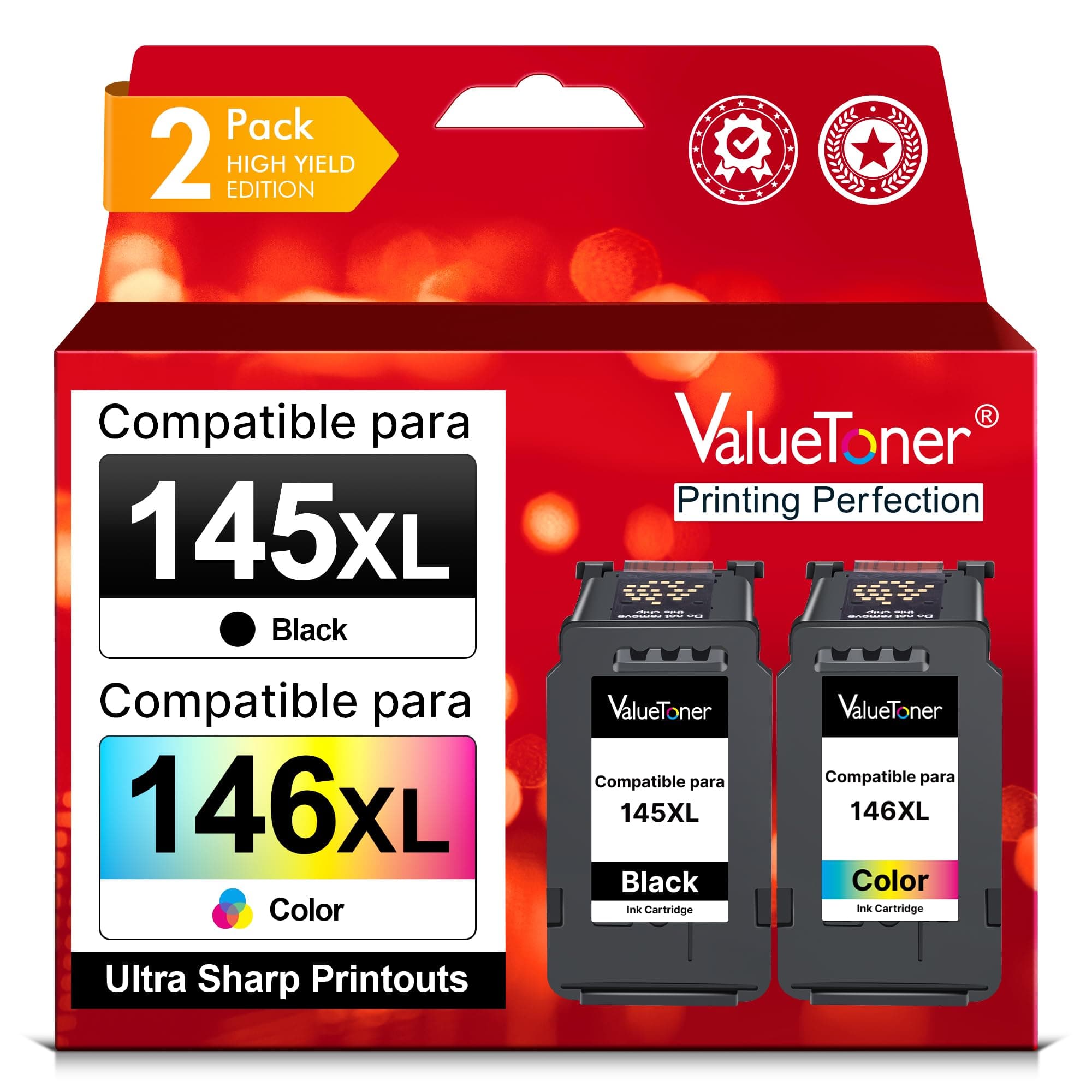 Valuetoner Cartucho de Tinta Compatible para Canon 145 146 145XL 146XL