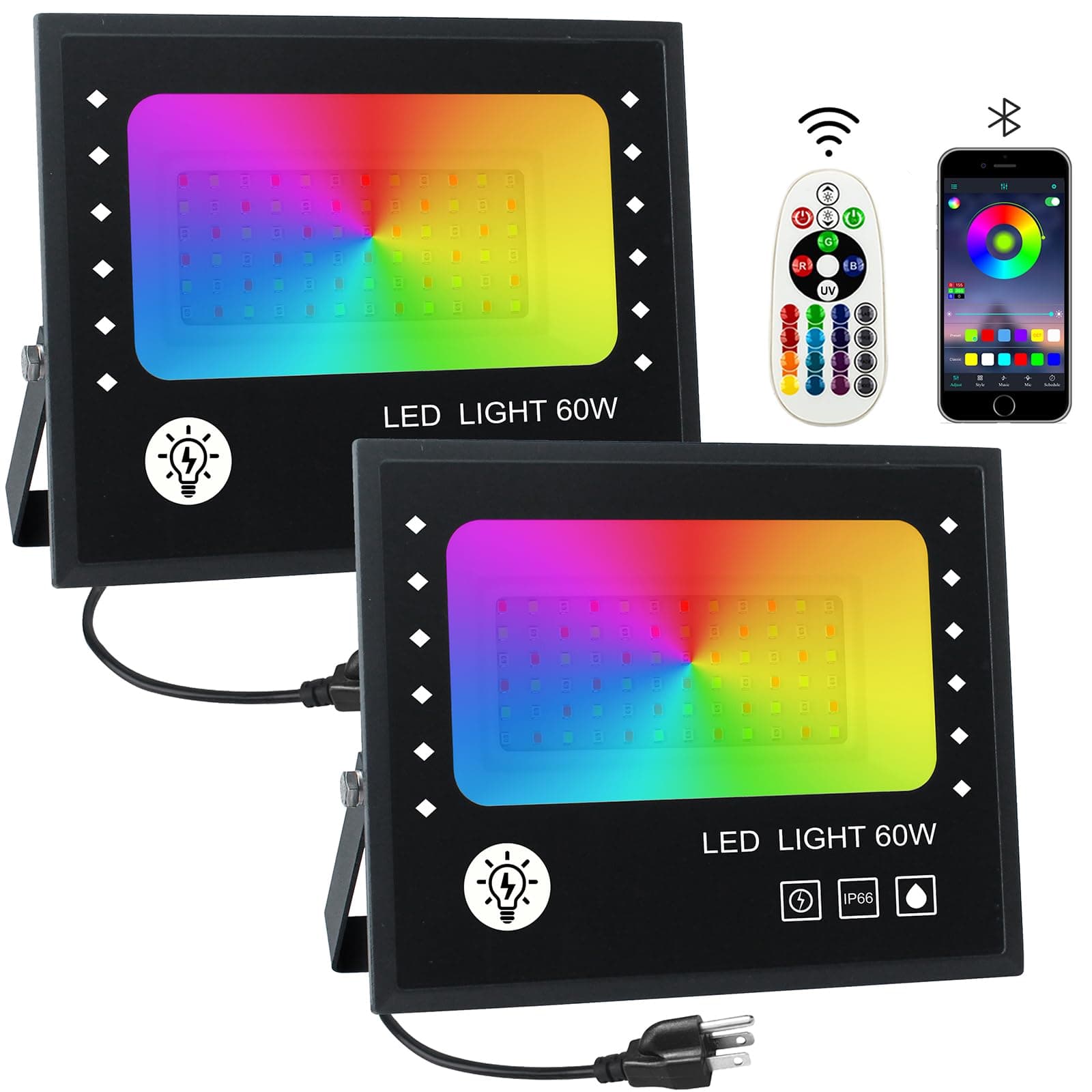 Reflectore Led Exterior RGB 60W 2 Pack