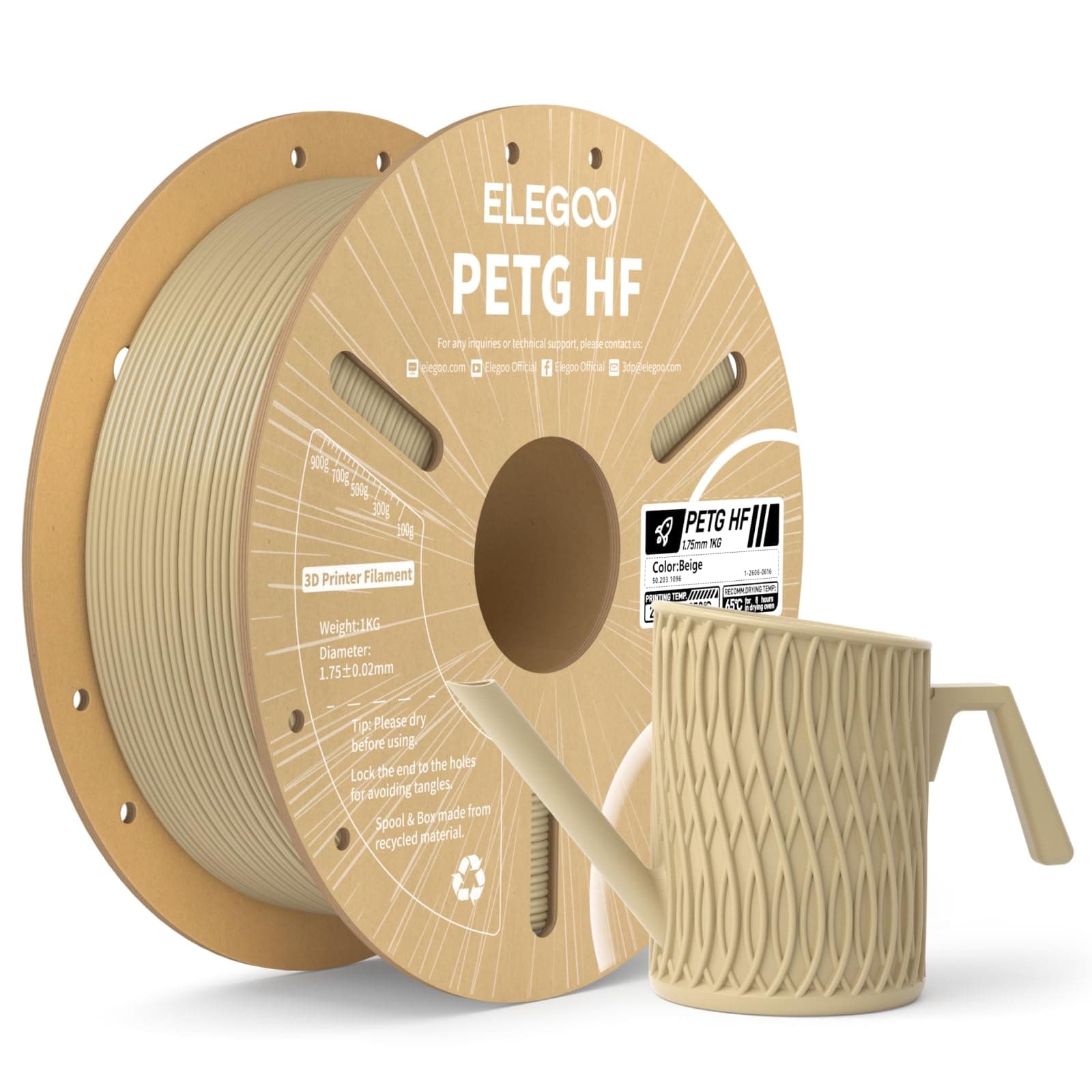 Elegoo Filamento Petg Hf 1.75 1KG Beige 1KG