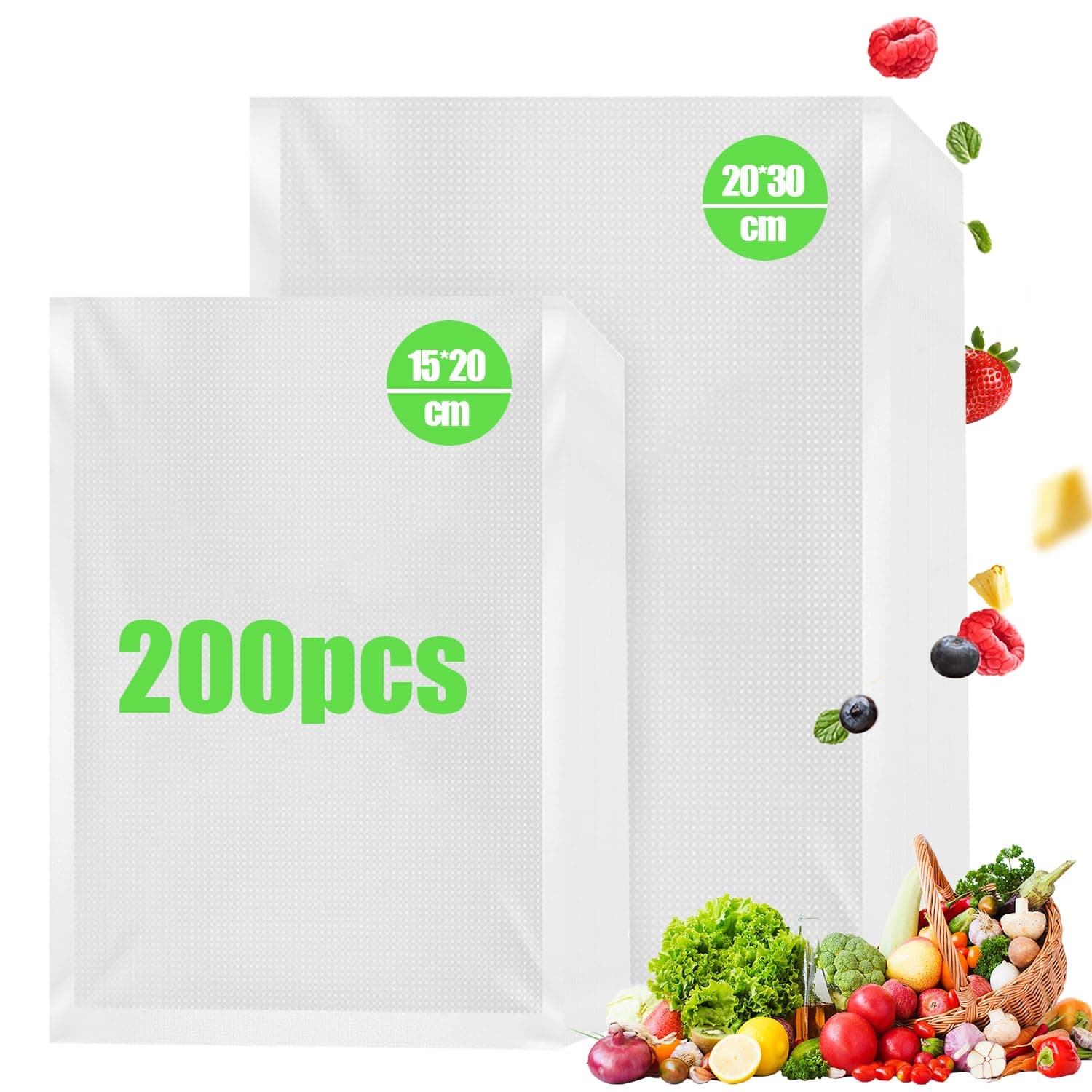 Rantuia 200pcs Bolsas Sellado Vacío, 15 x 20/20 x 30cm