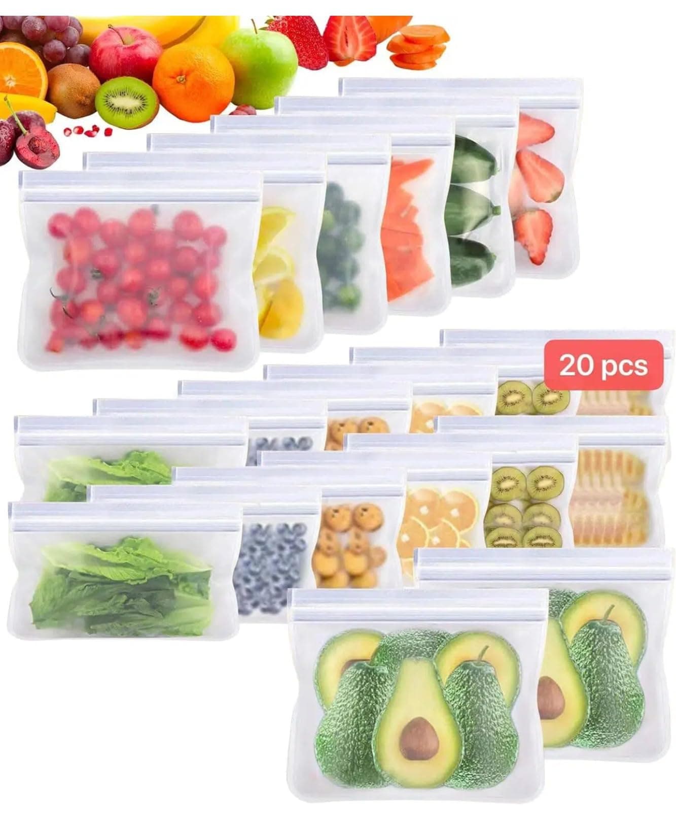 RUISTLI Bolsas Reutilizables para Alimentos 20 Piezas