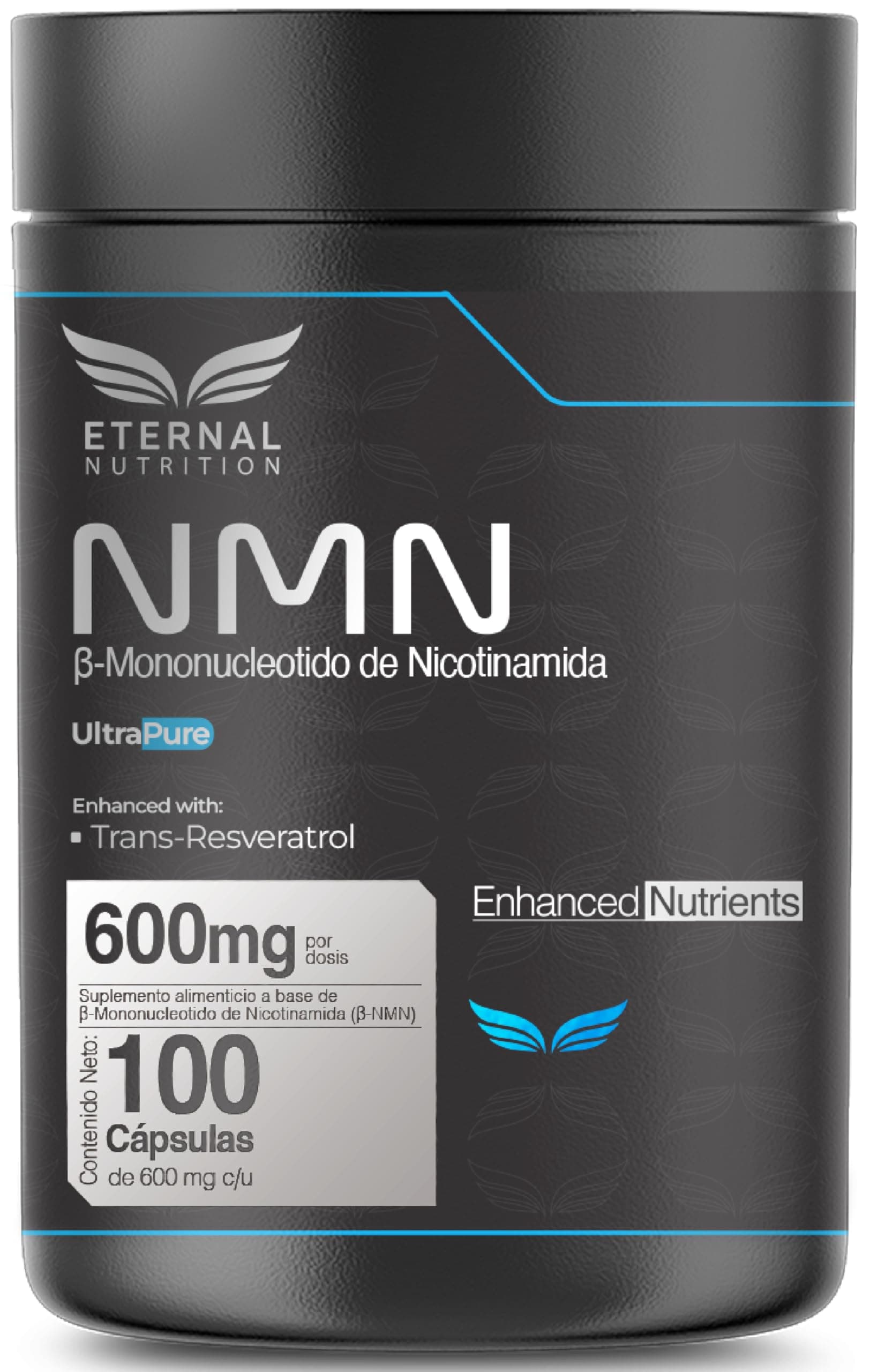 ETERNAL NUTRITION Ultra Pure: NMN 99.5% + Resveratrol 98% Puro (100 Caps)