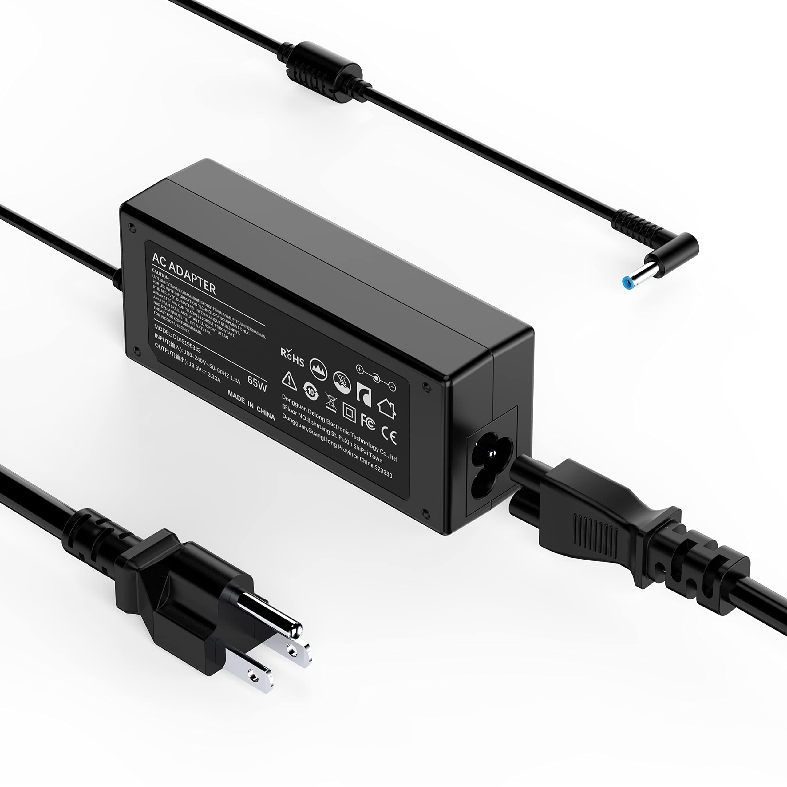 VUOHOEG Cargador Punta Azul 65w de Portátil para HP Pavilion 14 15 G3 G4 X360, Stream Envy Spectre