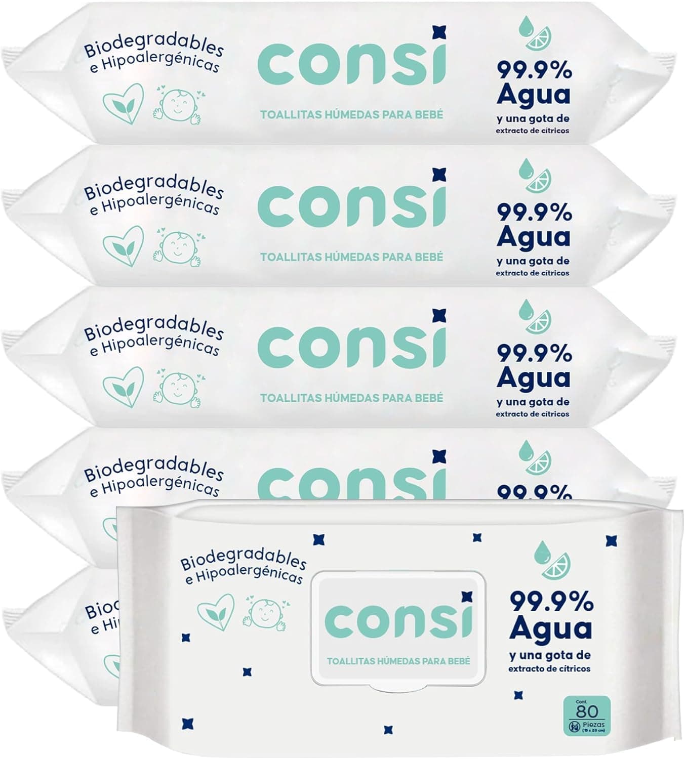 Consi Toallitas Humedas Bebe y Niños (99.9% Agua)