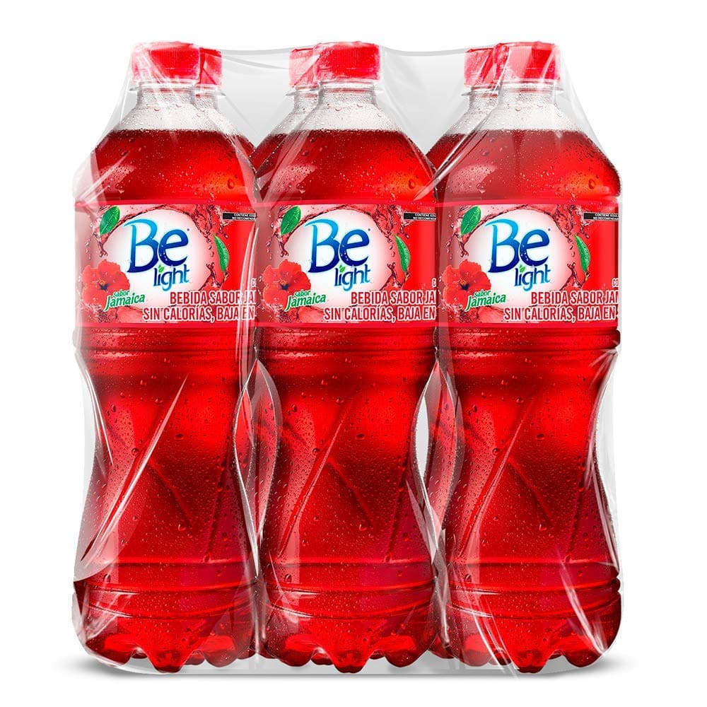 Be Light, Agua Embotellada, Sabor Jamaica, 1 Litro. Paquete De 6