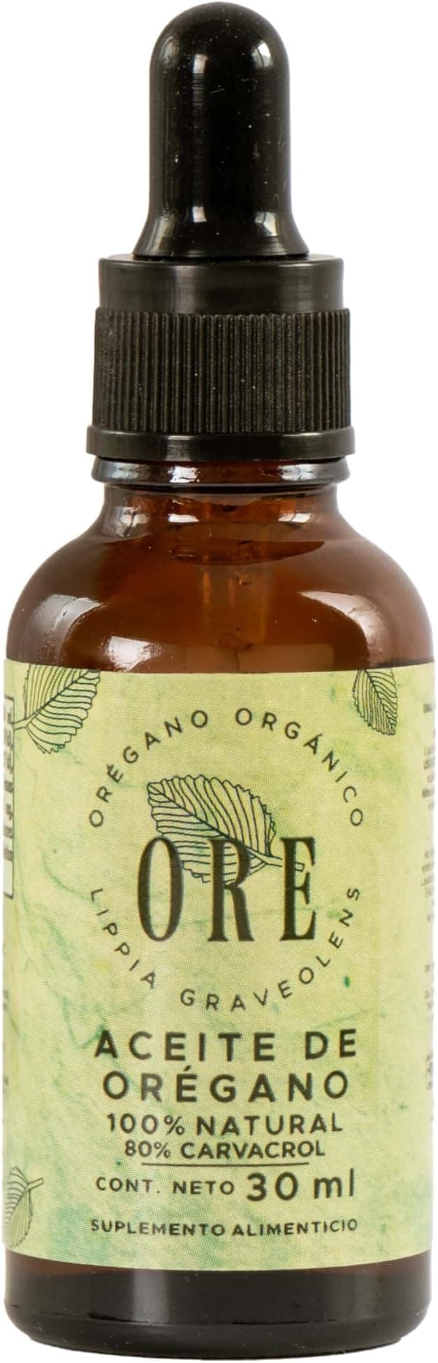 ORE Aceite de Oregano Orgánico 100% Natural | 80% Carvacrol Grado Alimenticio | 30ml