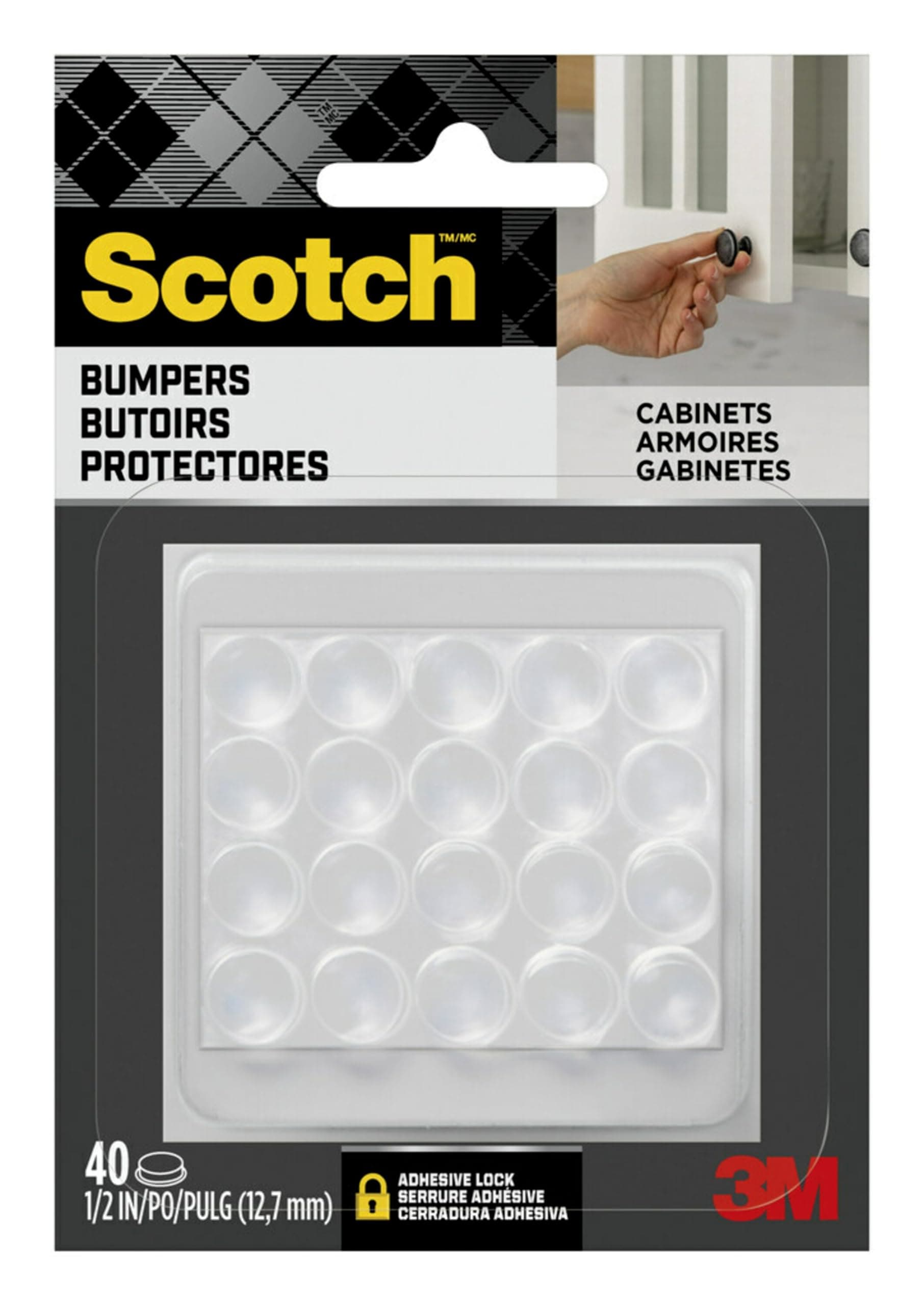 Scotch 3M Almohadillas de Goma Autoadhesivas Transparentes Paquete de 40