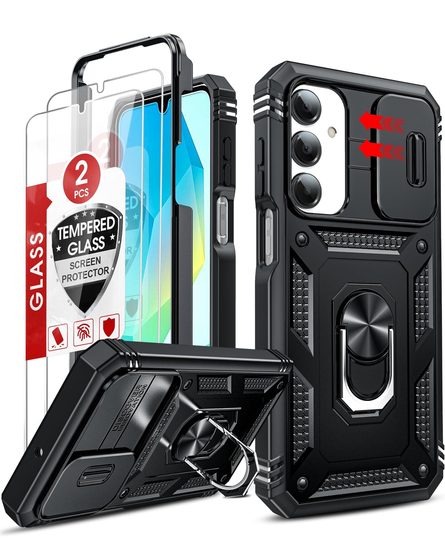LeYi Funda para Samung Galaxy A17/A 17 5G con 2X Cristal Templado Negro