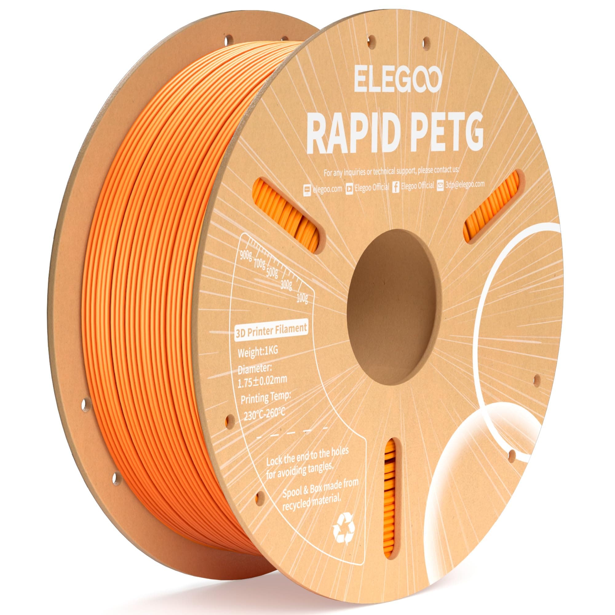 ELEGOO Filamento PETG Rápido 1.75 1KG Naranja