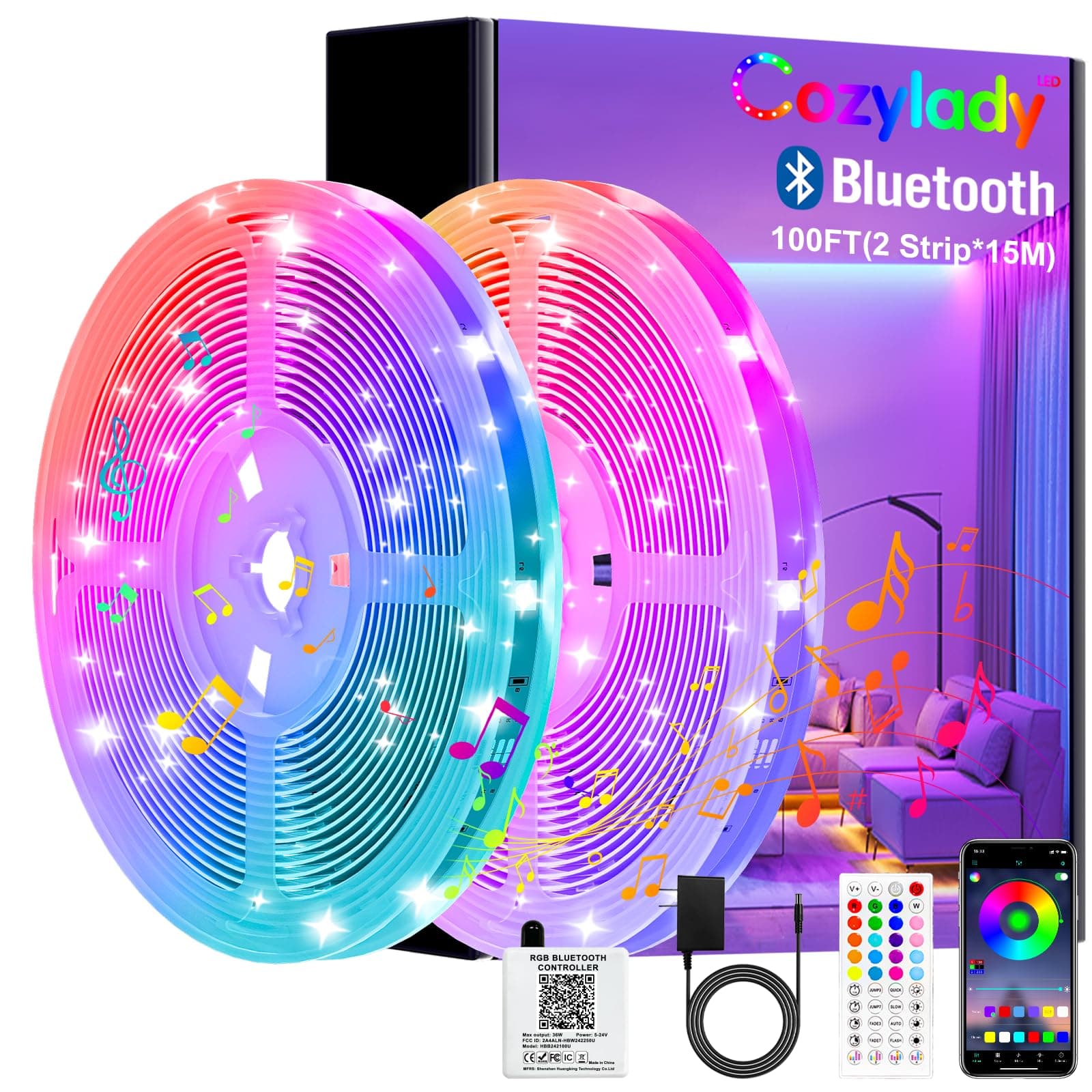 Cozylady - Luces LED Blutooth 30M
