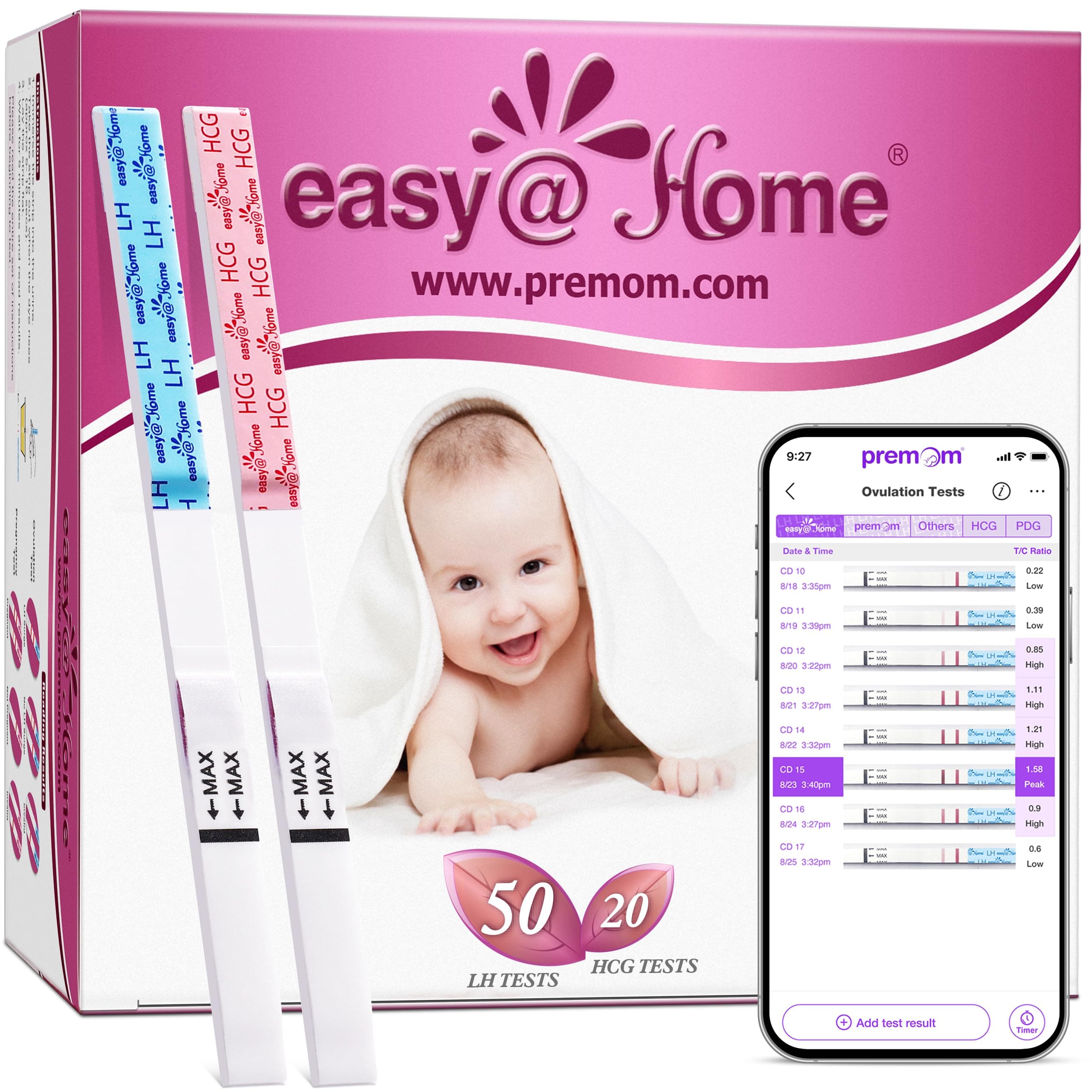 easy@Home Kit Tiras de Ovulación y Embarazo