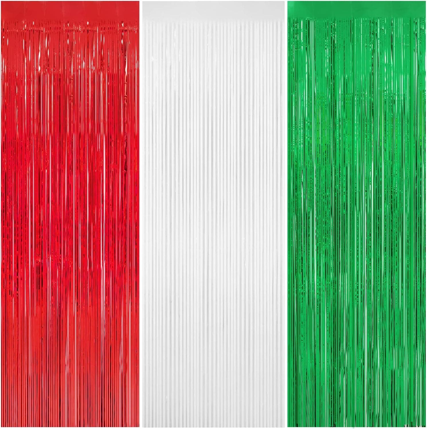 3 Piezas Cortina de Flecos Tricolor 100x300 cm Rojo Blanco Verde Decoración Fiesta Mexicana para el