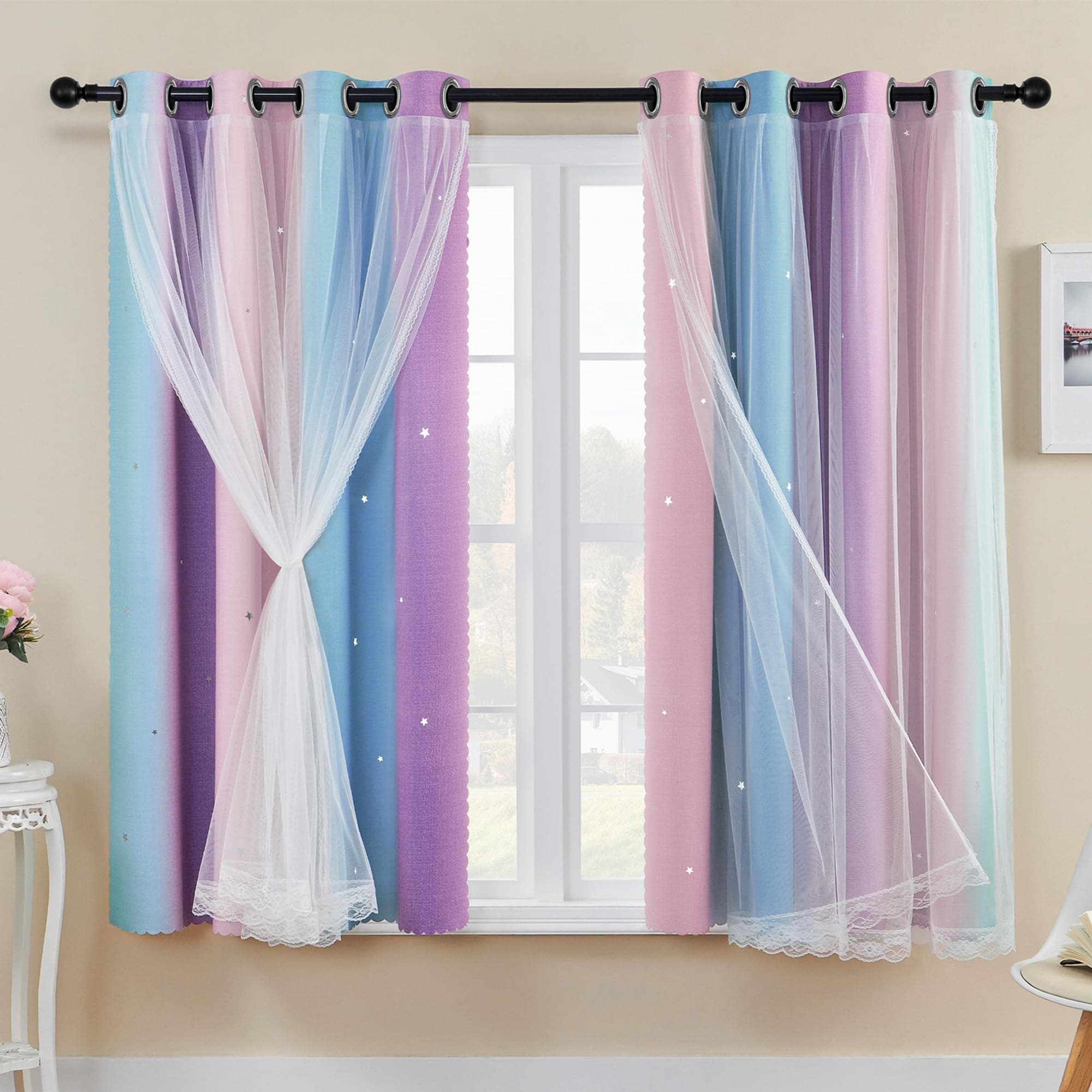XiDi Cortinas Arco Iris para Dormitorio
