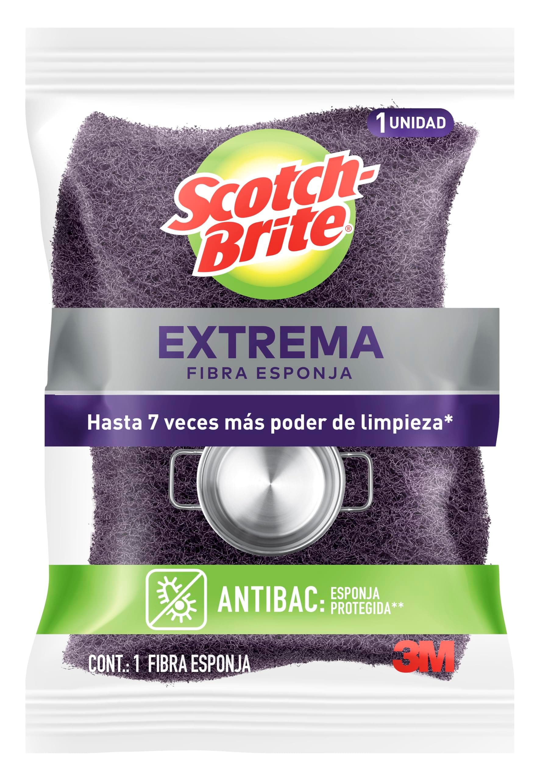 Scotch-Brite 3M Fibra Esponja Extrema para Limpieza Pesada Grande 1 Pieza