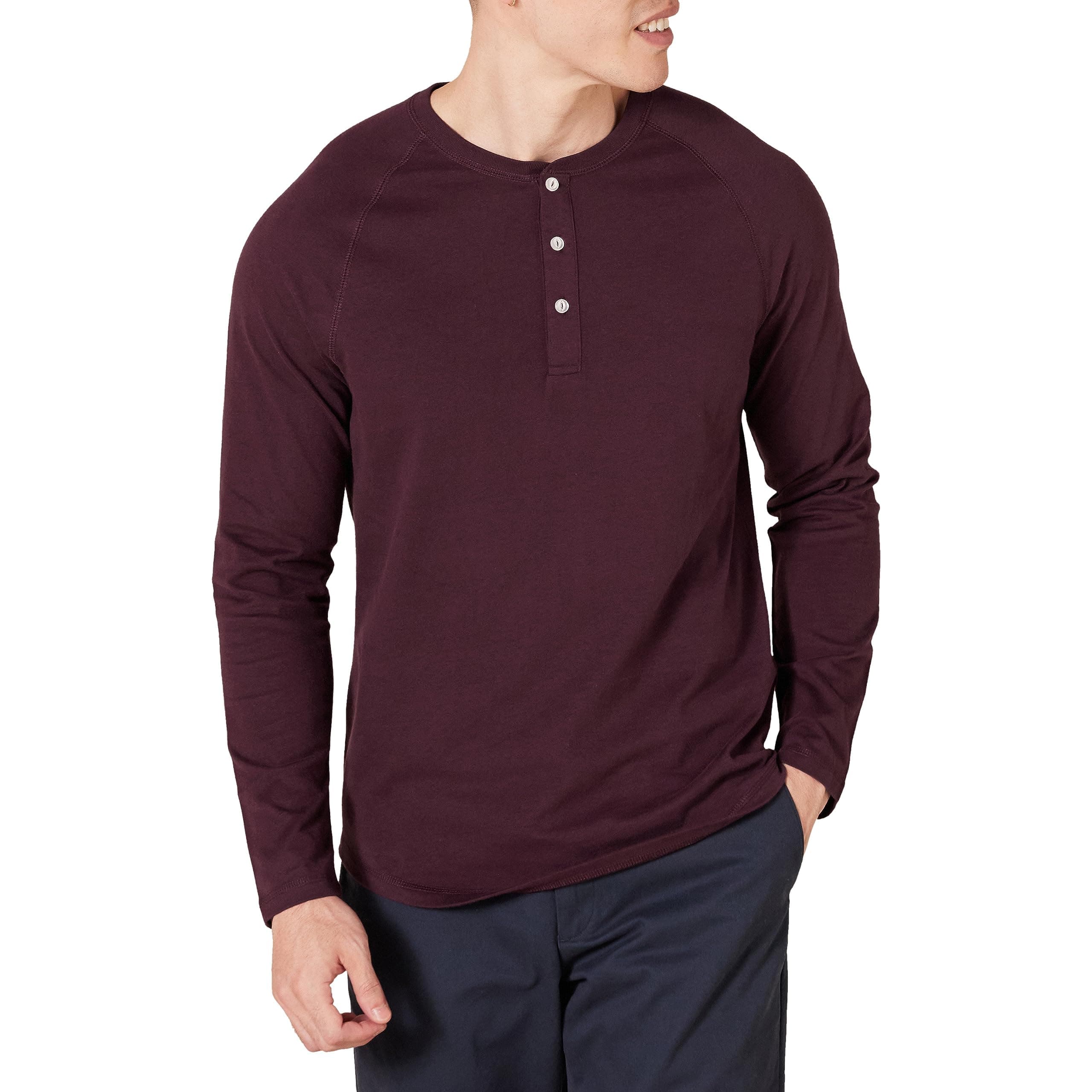 Amazon Essentials - Camisa Henley de manga larga ajustada para hombre