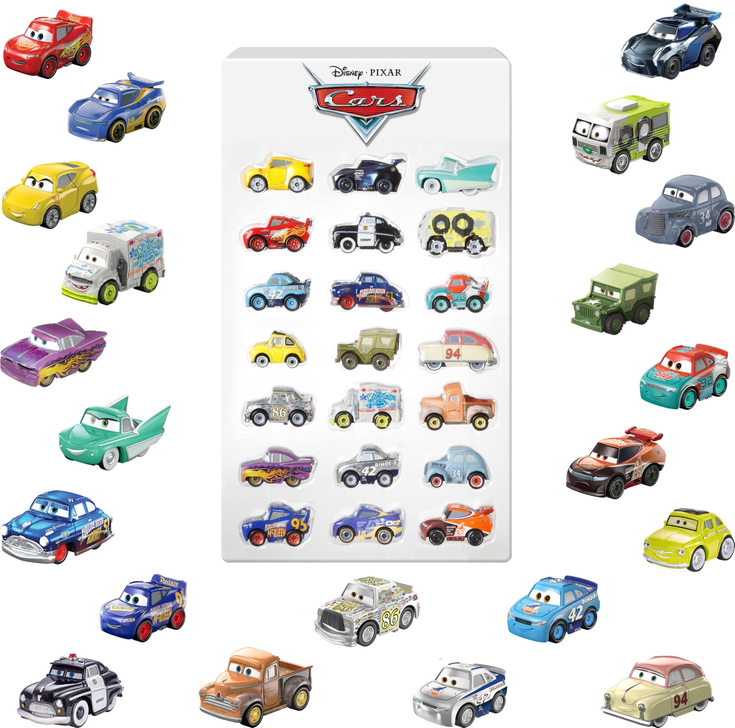 Disney Pixar Cars, Mini Racers, 21-Pack, Vehículos de Juguete para niños de 3 años en adelante