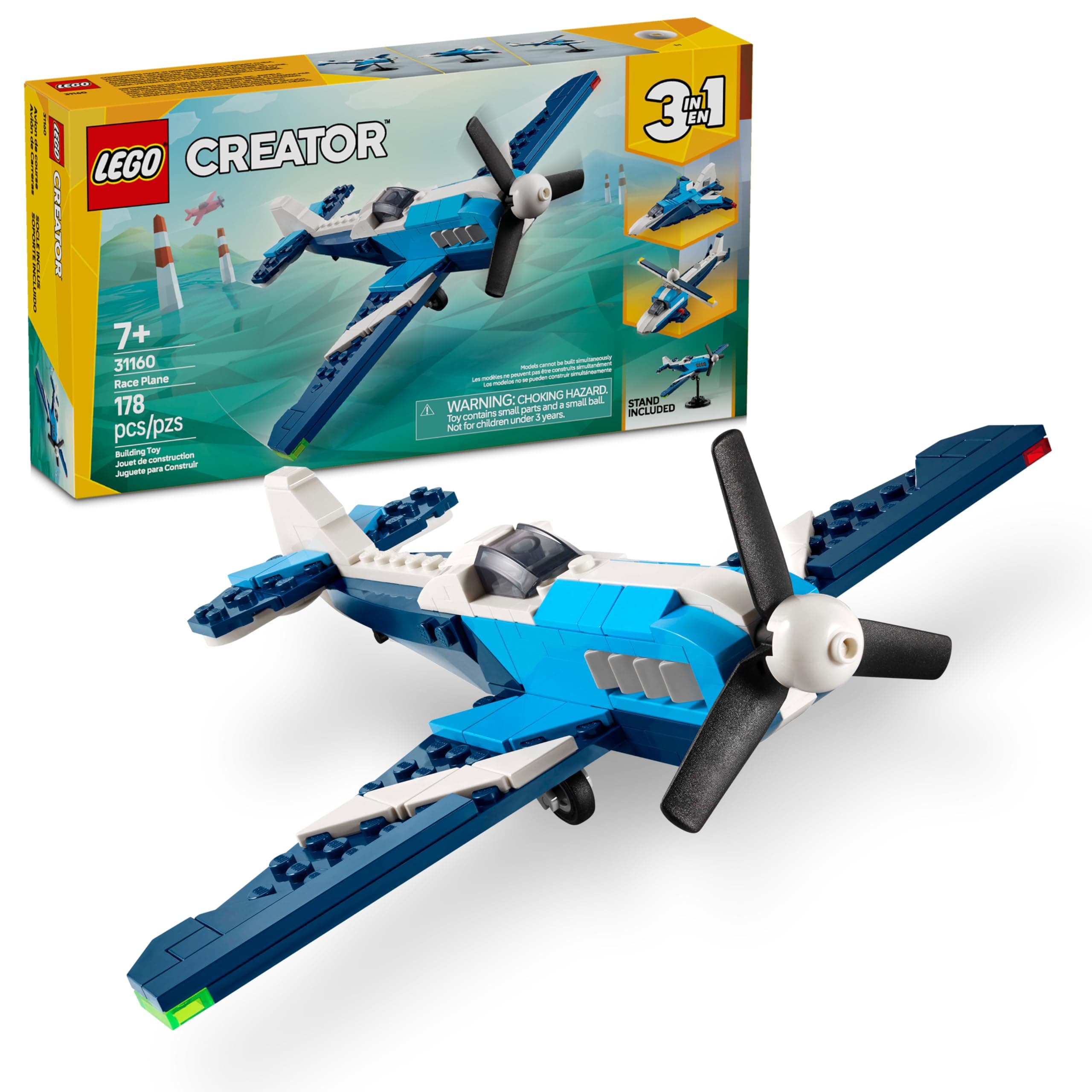 LEGO® Creator 3en1 Aeronave: Avión de Carreras Juguete de construcción transformable en un Jet o un