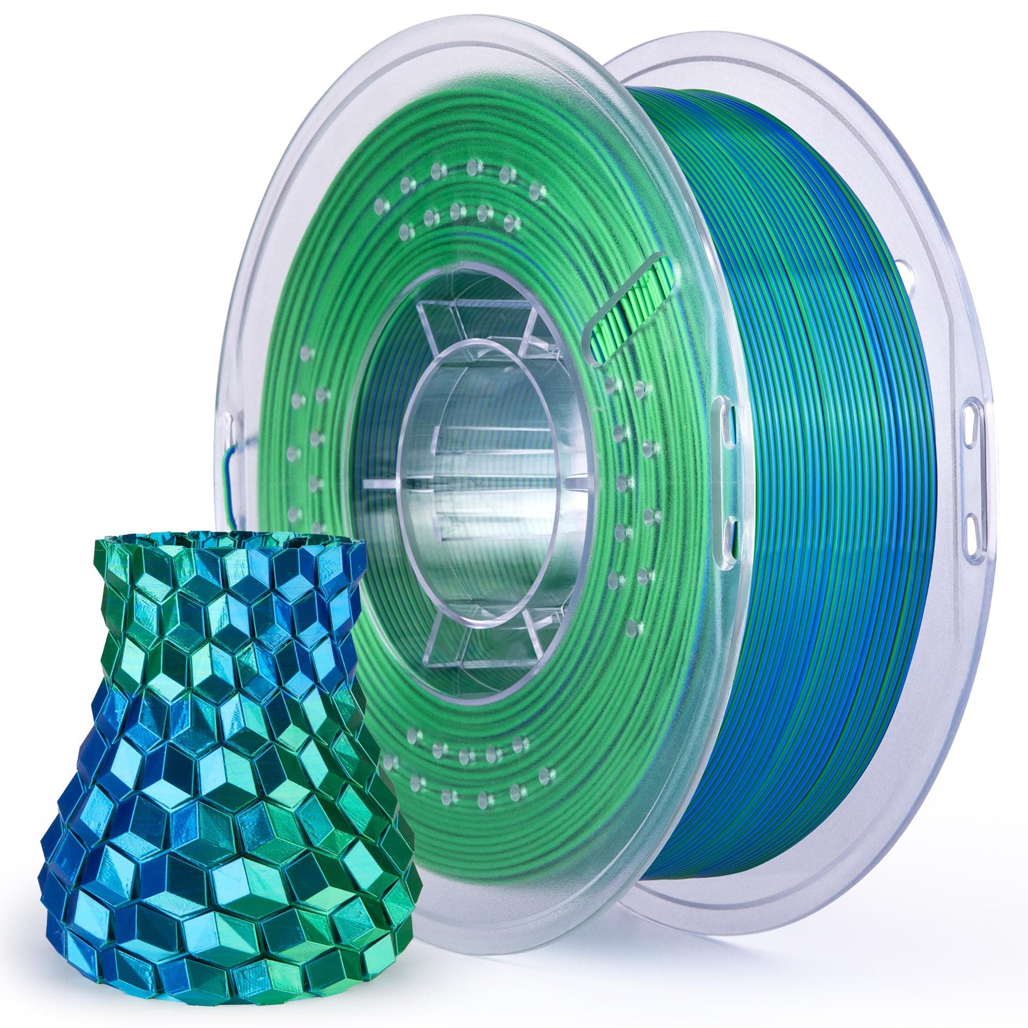 ELEGOO Filamento PLA Silk 1.75 1KG Azul Verde de Seda