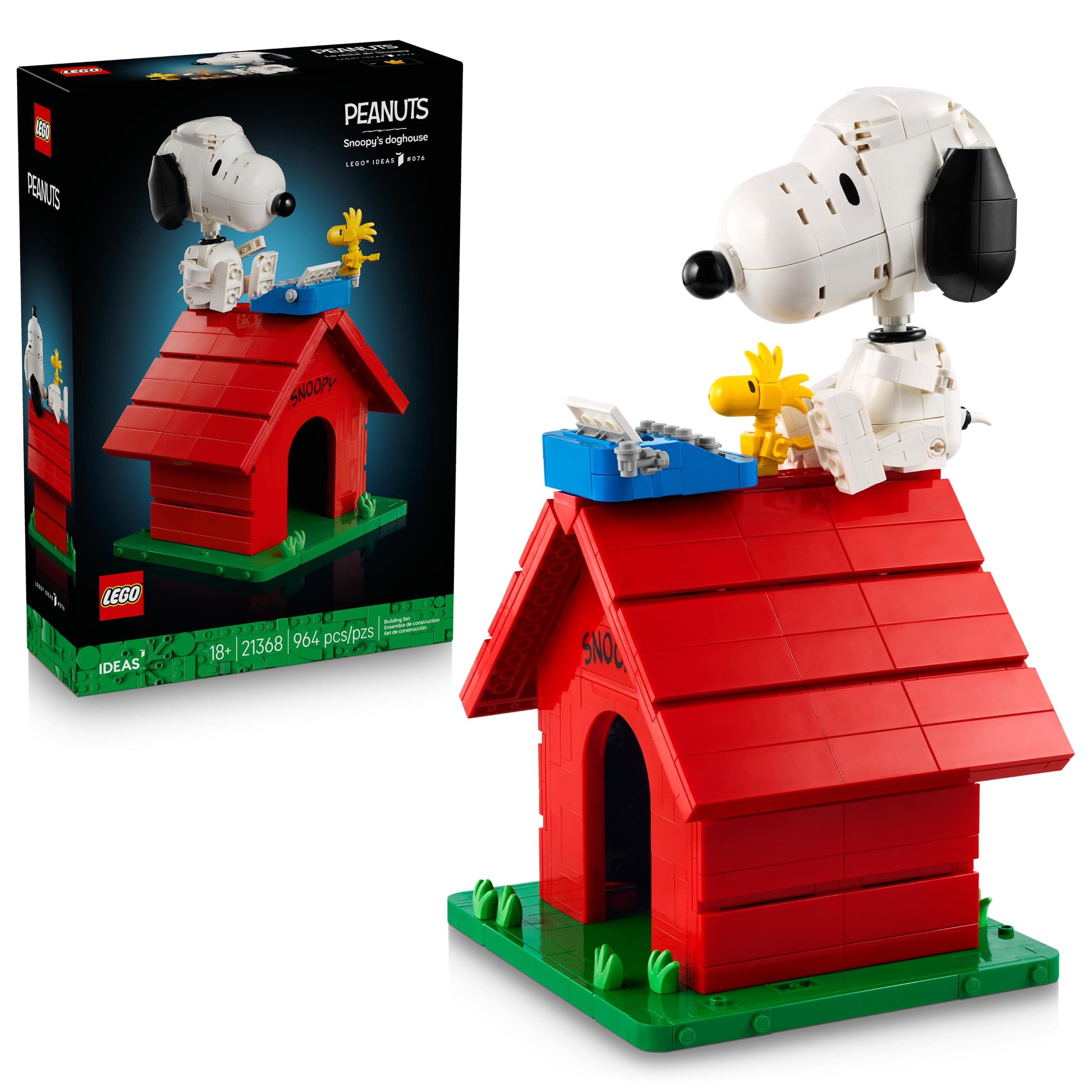 Lego Ideas Peanuts: La Casita de Snoopy – Set de Construcción para Adultos con 2 Figuras