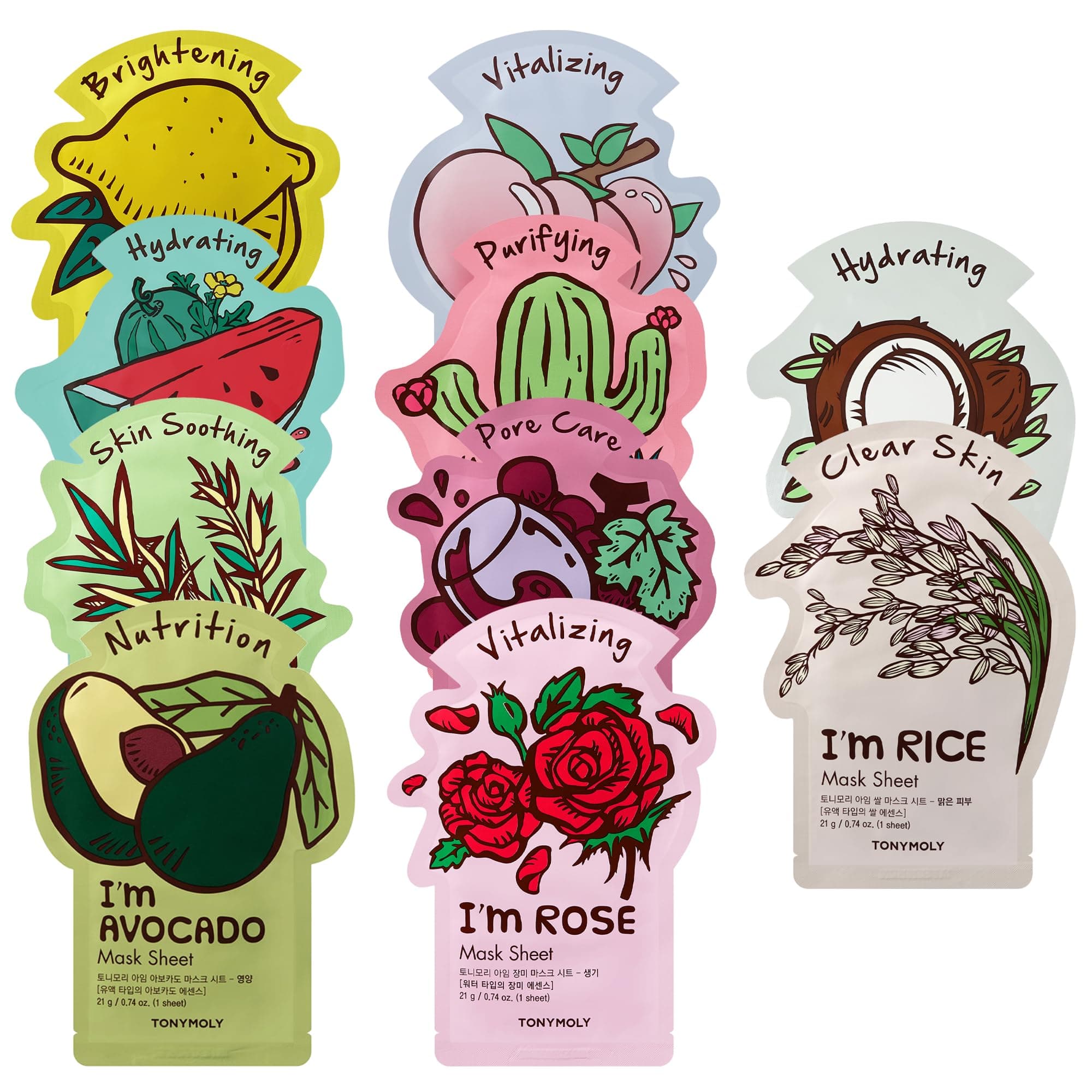 TONYMOLY I'm Real Sheet Mask 10-Set, 1.6 Oz