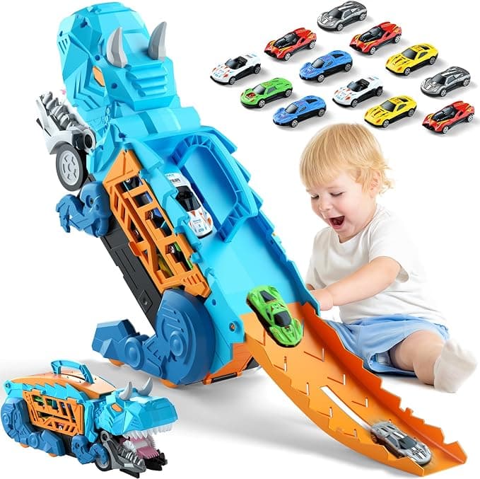 Camión de Dinosaurios Idlookmal con 12 Coches