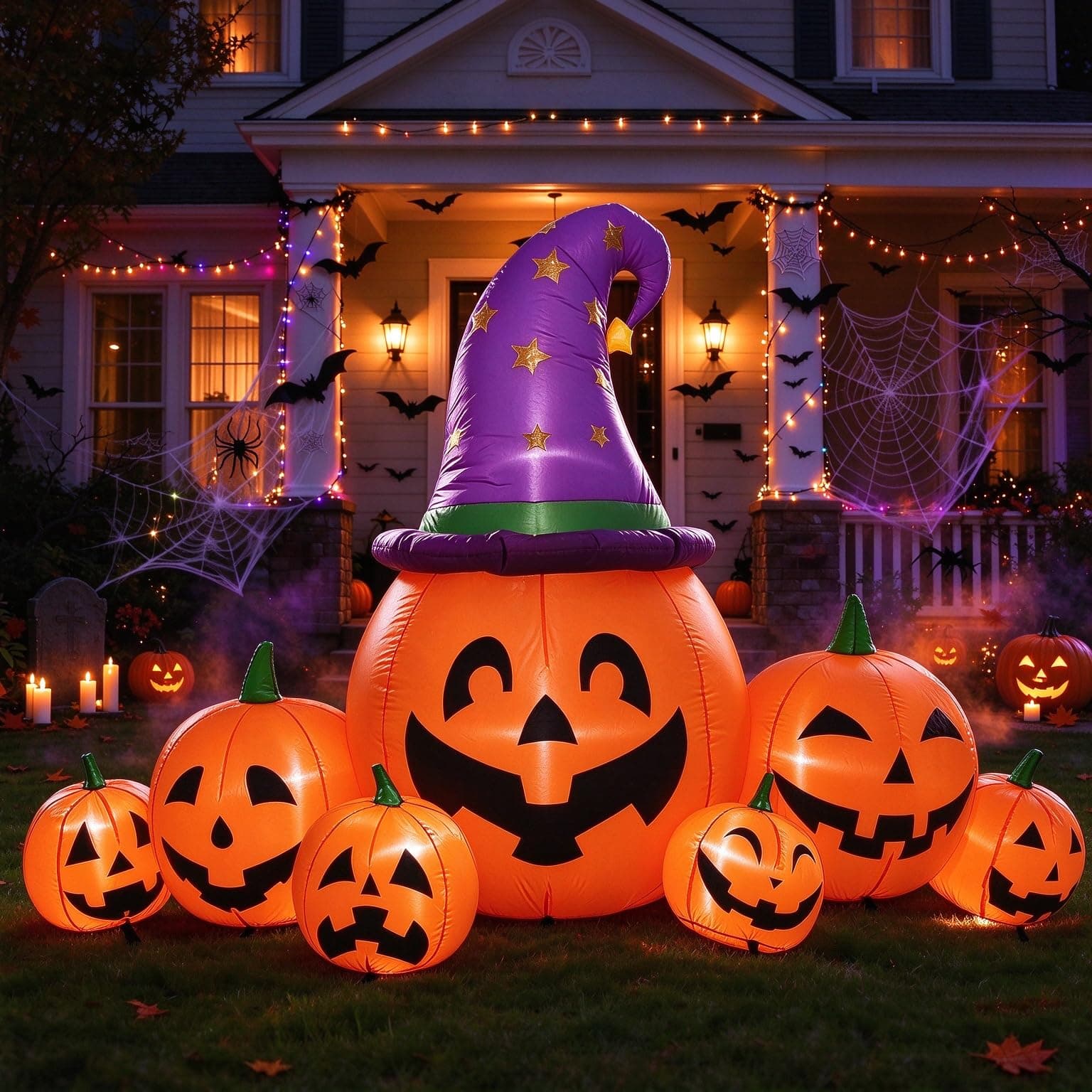 PLYSDI Inflable Halloween Calabaza Gigante 2.4 M,Luz LED Incorporada