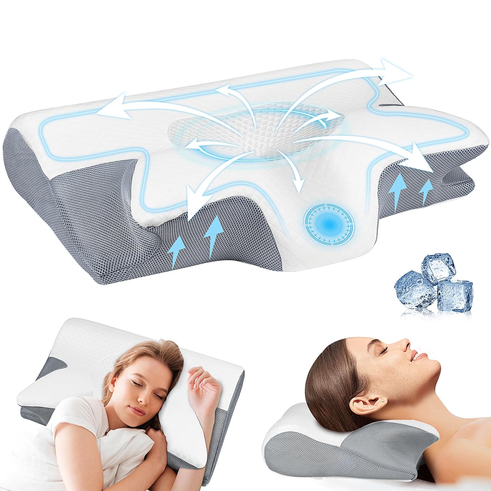 KIROGILY Almohada Cervical, Almohada Memory Foam para Aliviar Dolor Cuello