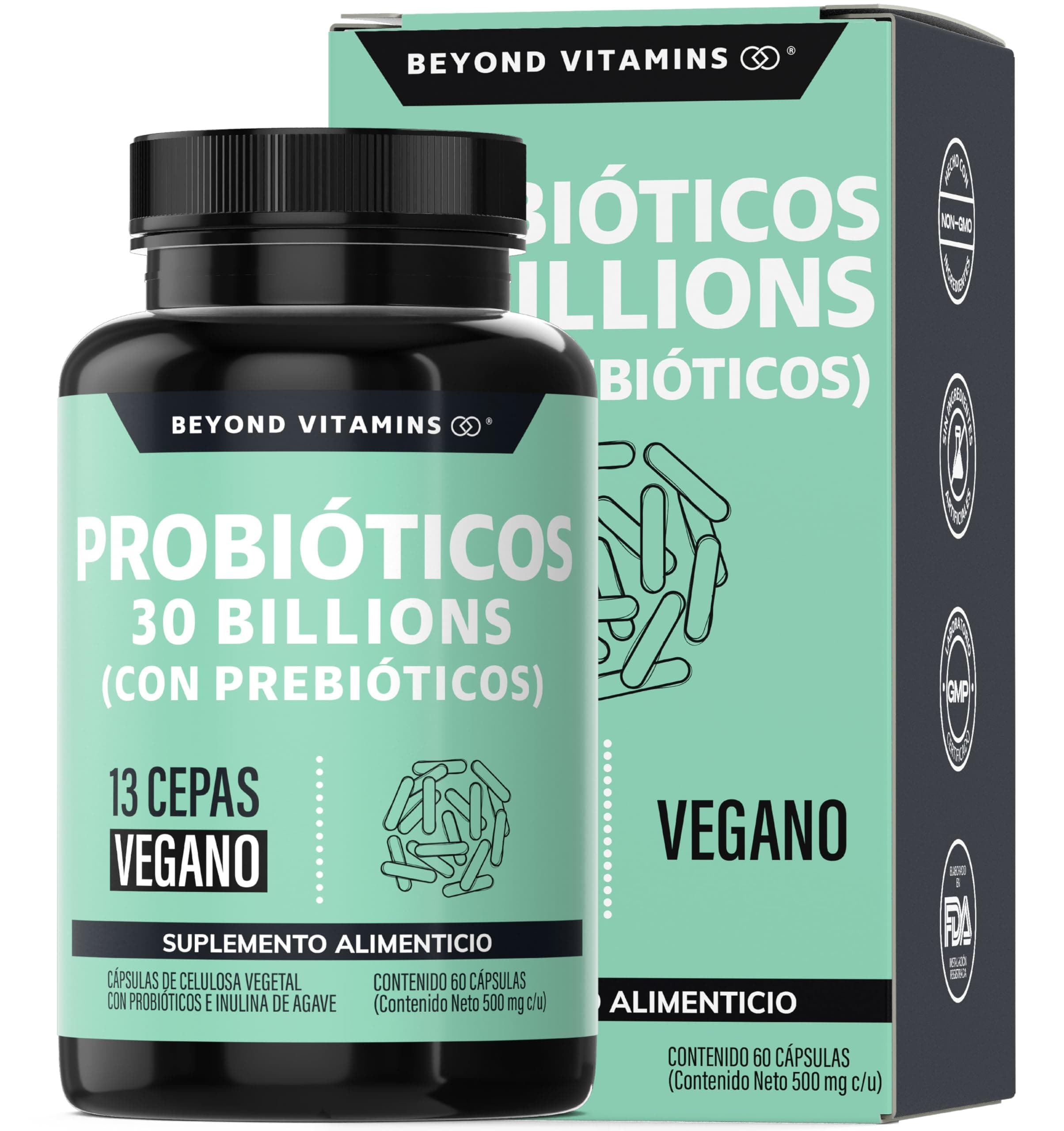 Probioticos 30 Billion UFC + Prebióticos + inulina de agave