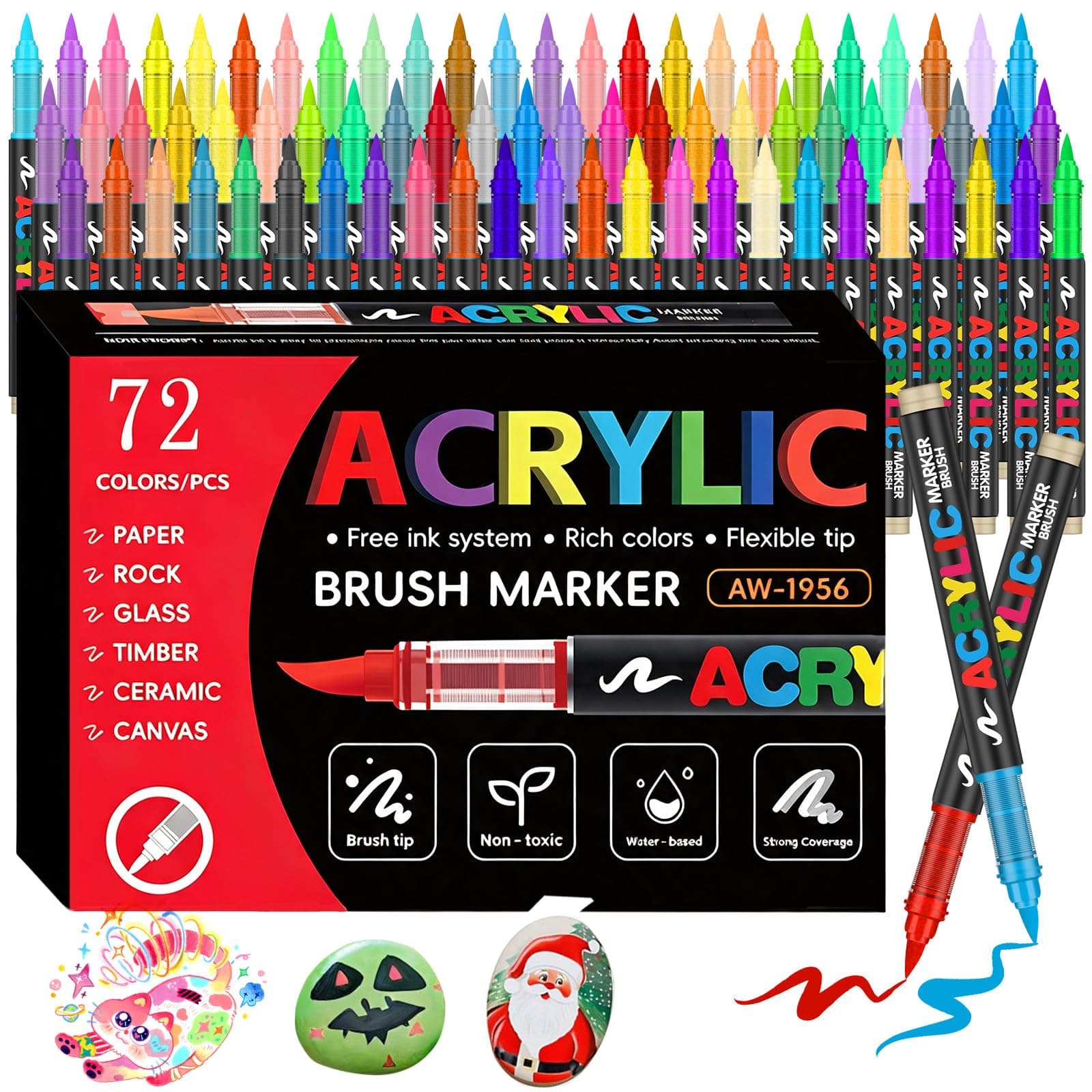 LONGLIV Marcadores de Pintura Acrílica de 72 Colores
