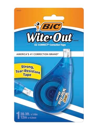 BIC Cinta Correctora 4.2 mm Fácil de Aplicar Corrección Instantánea Hecha de PET Reciclado 12