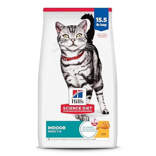 Hill's Science Diet Adult Indoor, Croquetas para Gato Adulto de Interiores Sabor Pollo 7kg, Alimento para Gato Que Apoya la Digestión Saludable, el Control de Peso y la Salud del Corazón.