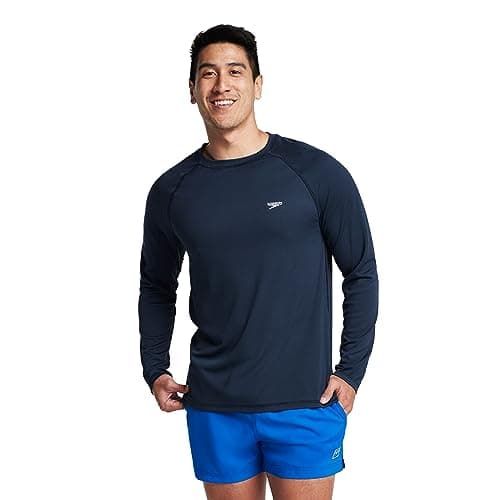 Speedo Easy - Playera de natación de Manga Larga para Hombre, Fácil de Nadar de Manga Larga., Azul Marino, Mediano