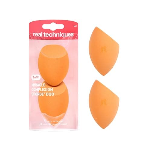 Real Techniques, Paquete de 2 Esponjas Miracle Complexion, Esponja de Maquillaje Multifuncional 3
