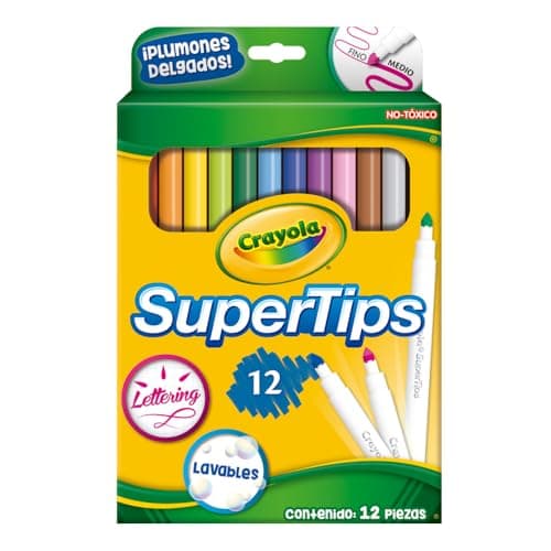 CRAYOLA 12 Plumones Delgados Lavables